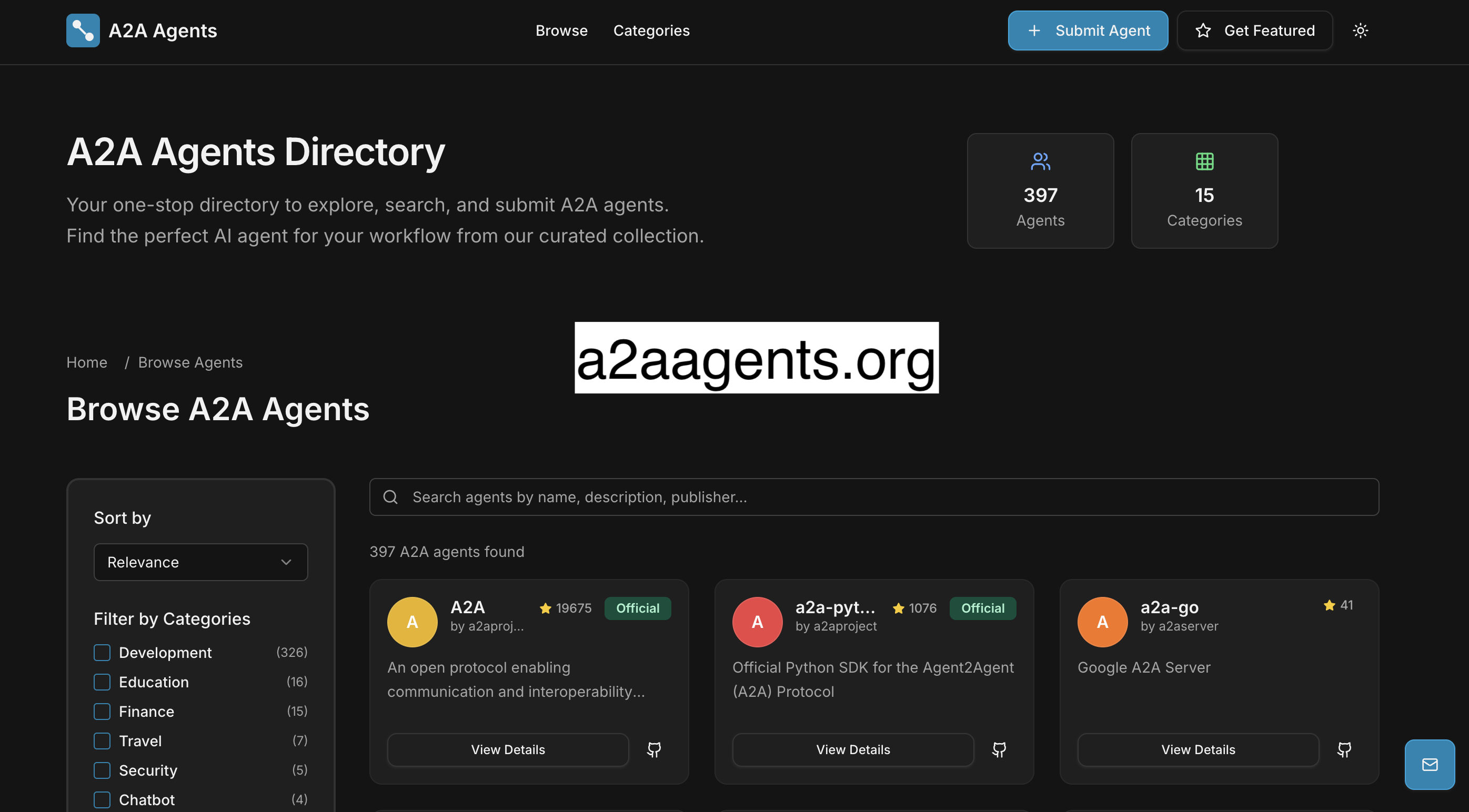 A2A Agents Directory screenshot 1