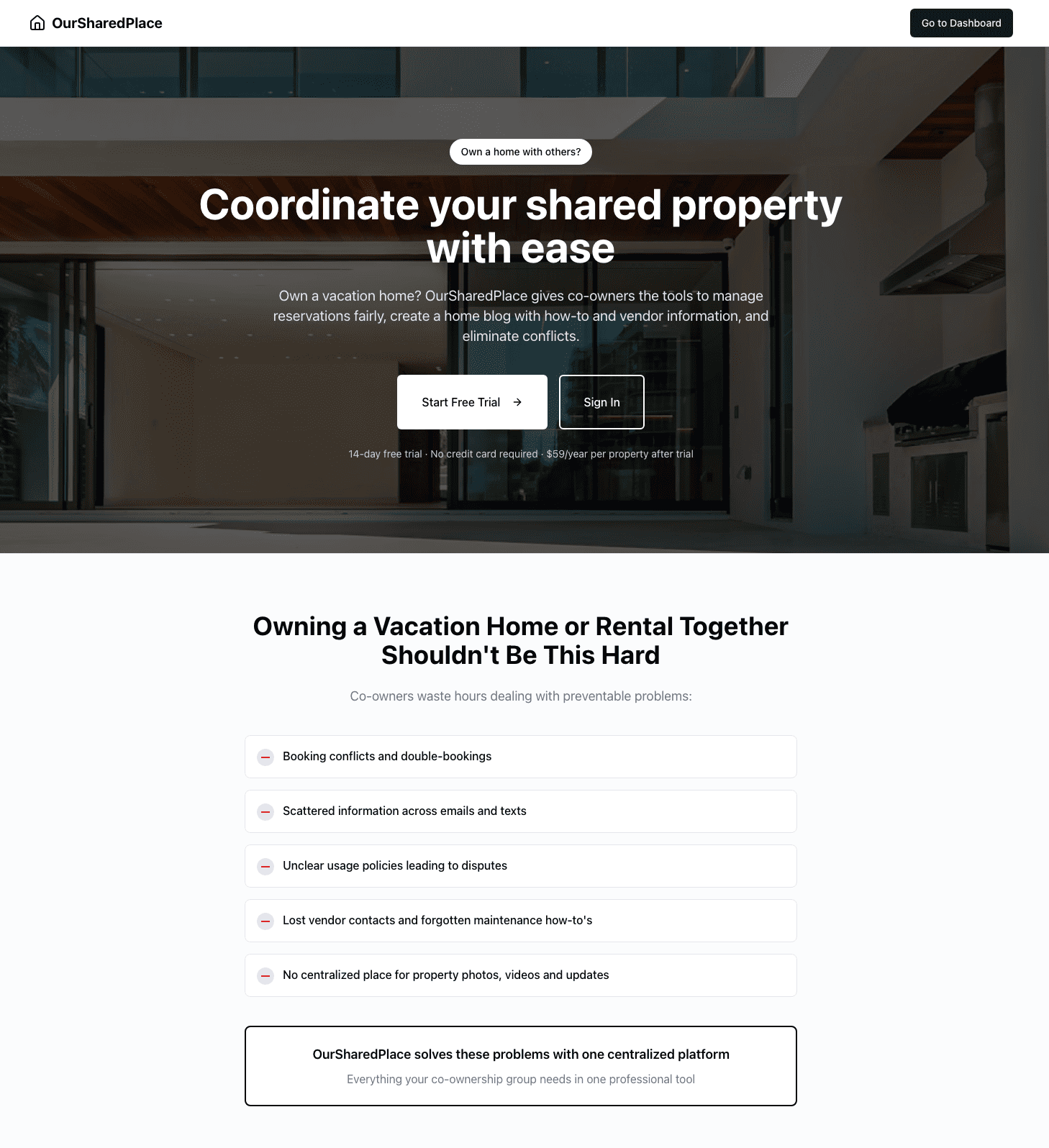 OurSharedPlace screenshot 1
