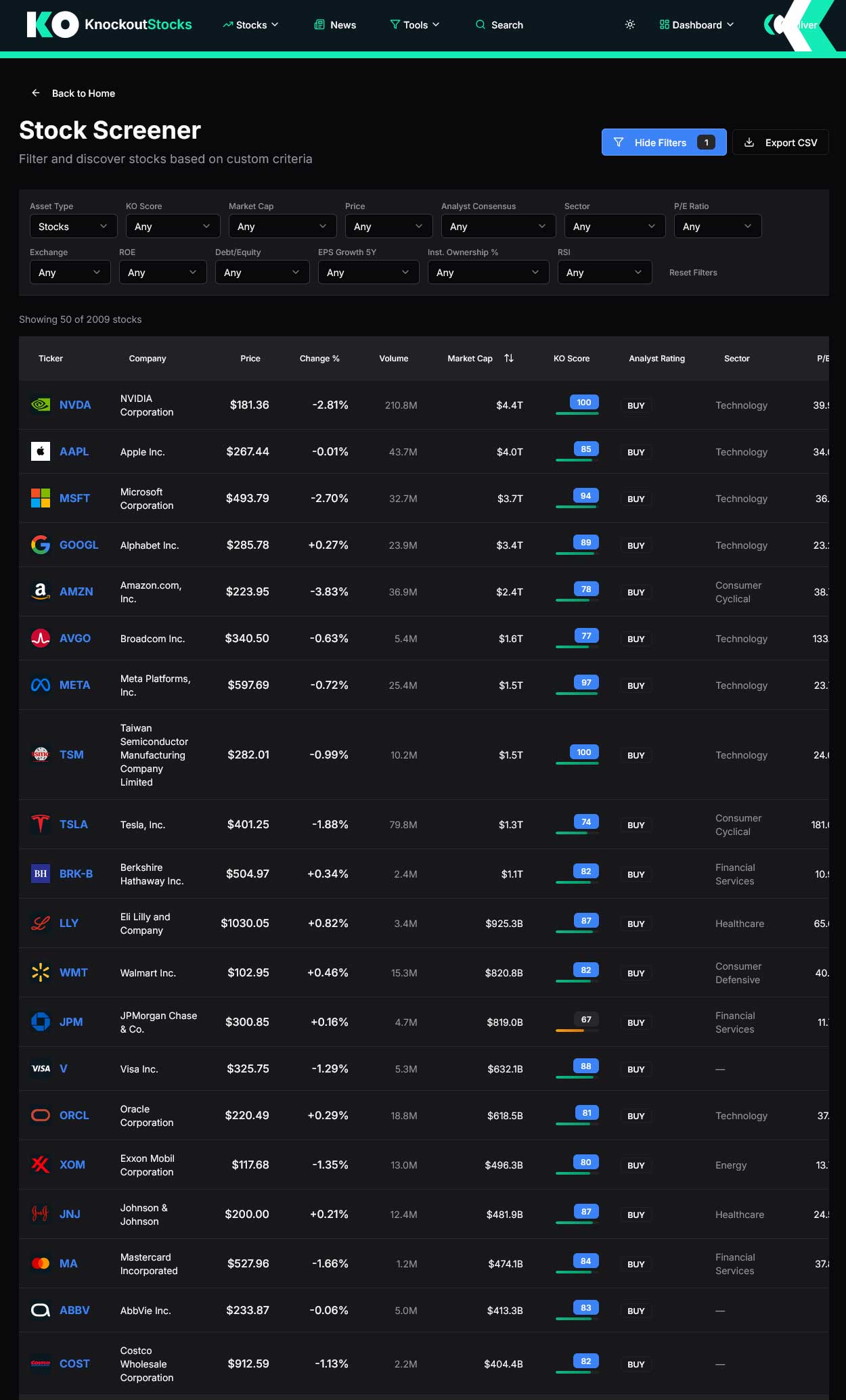 KnockoutStocks screenshot 1