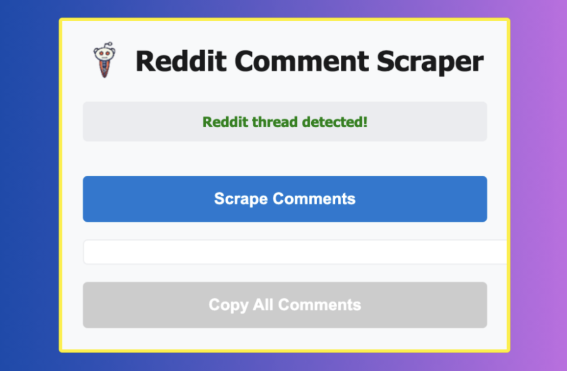 Reddit Comment Scraper screenshot 1