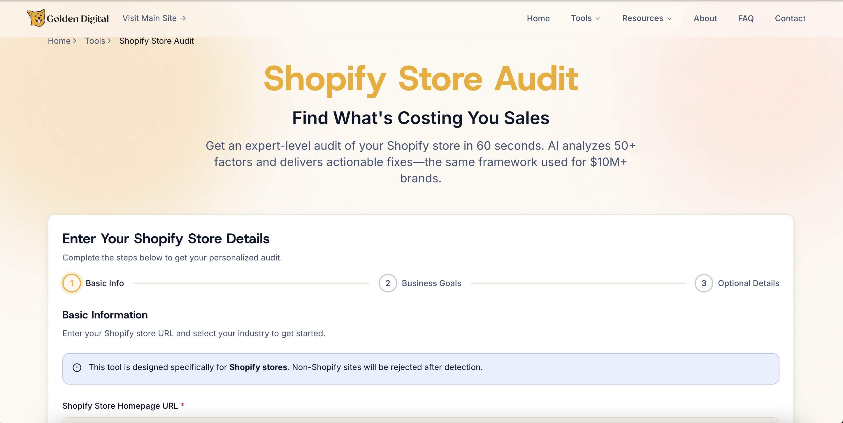 Golden Digital's Free D2C Marketing Tools screenshot 1
