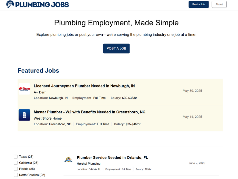 PlumbingJobs.com screenshot 1