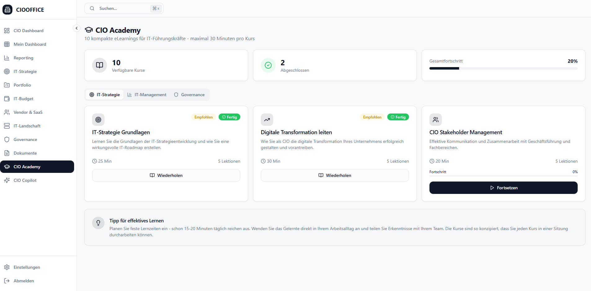 CIOOffice: the CIO-Software screenshot 2