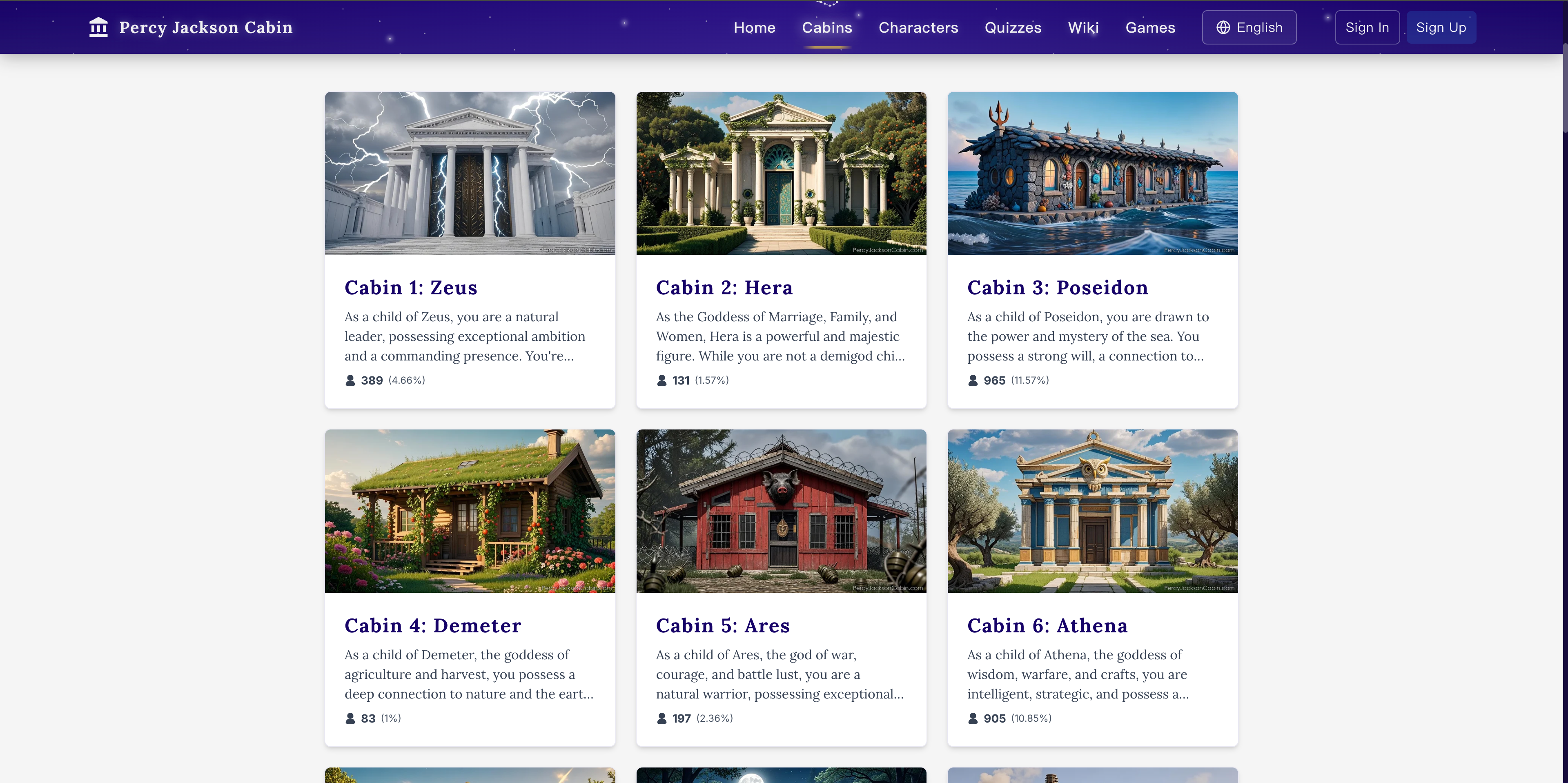 Percy Jackson Cabin Quiz screenshot 2