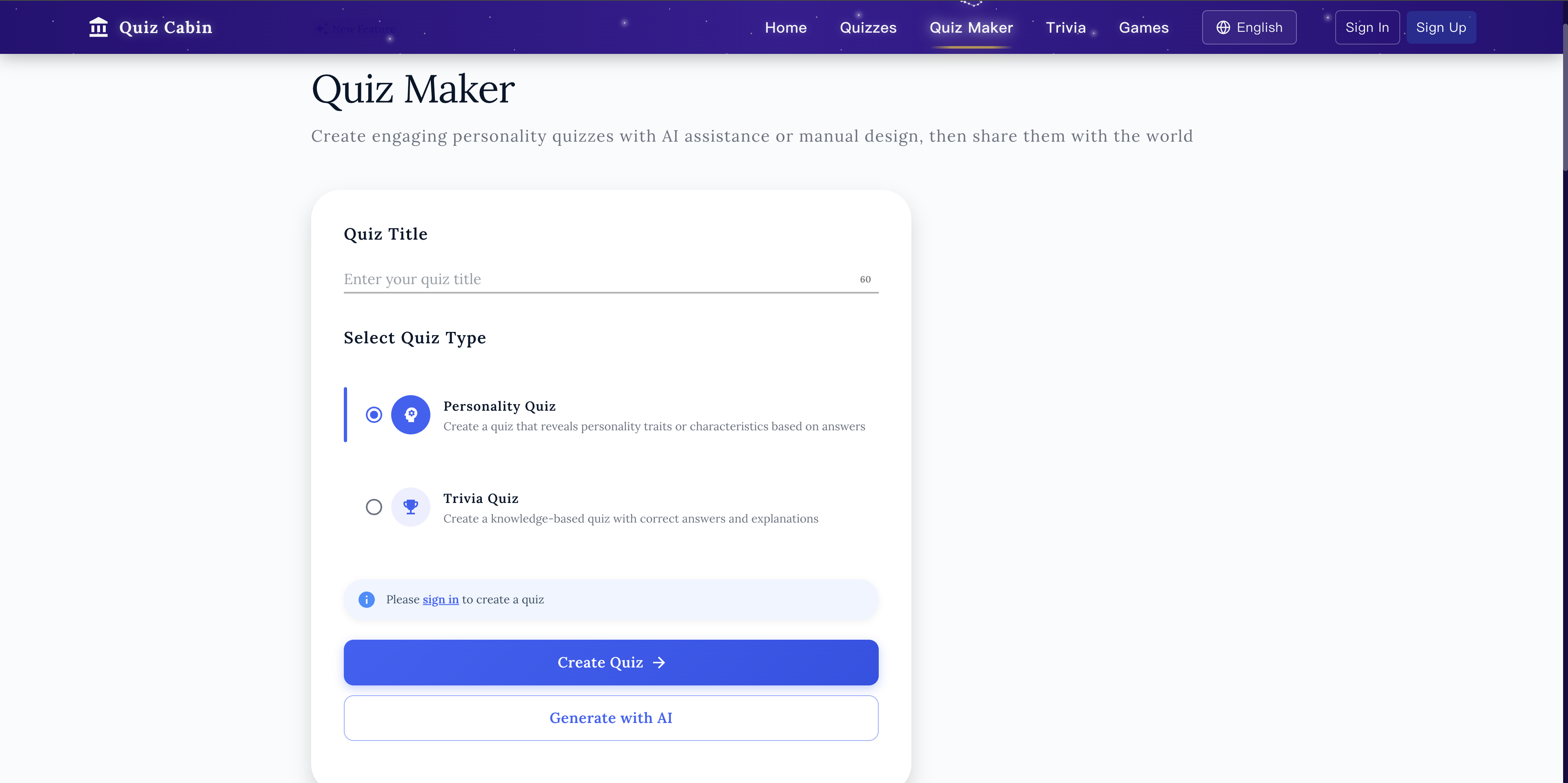 Quiz Cabin screenshot 1