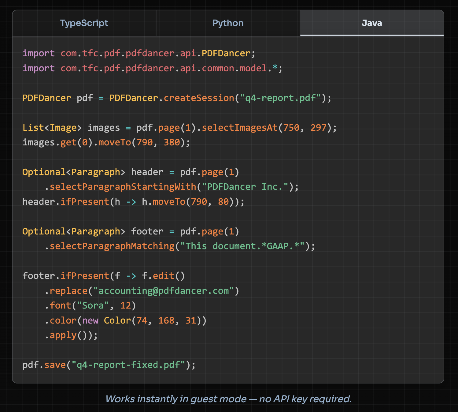 PDFDancer screenshot 1