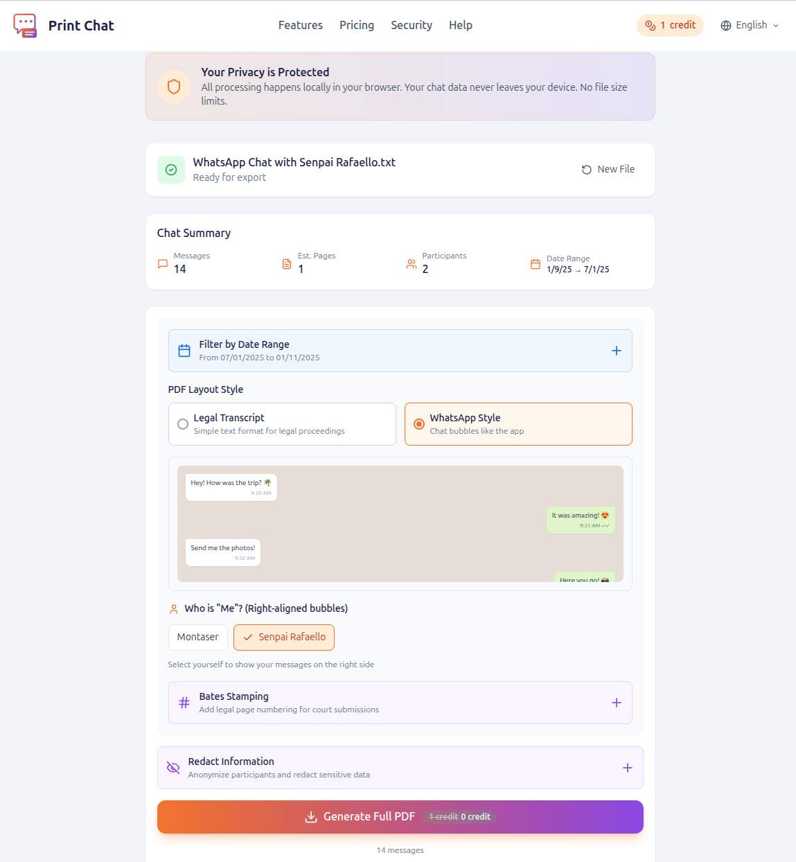 Print Chat screenshot 1