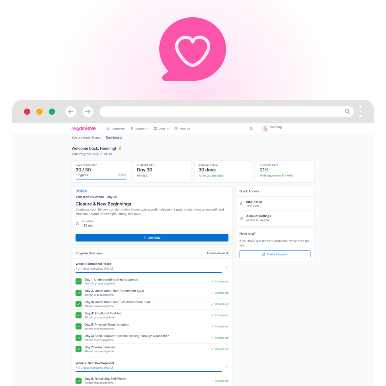 RegainLove screenshot 2