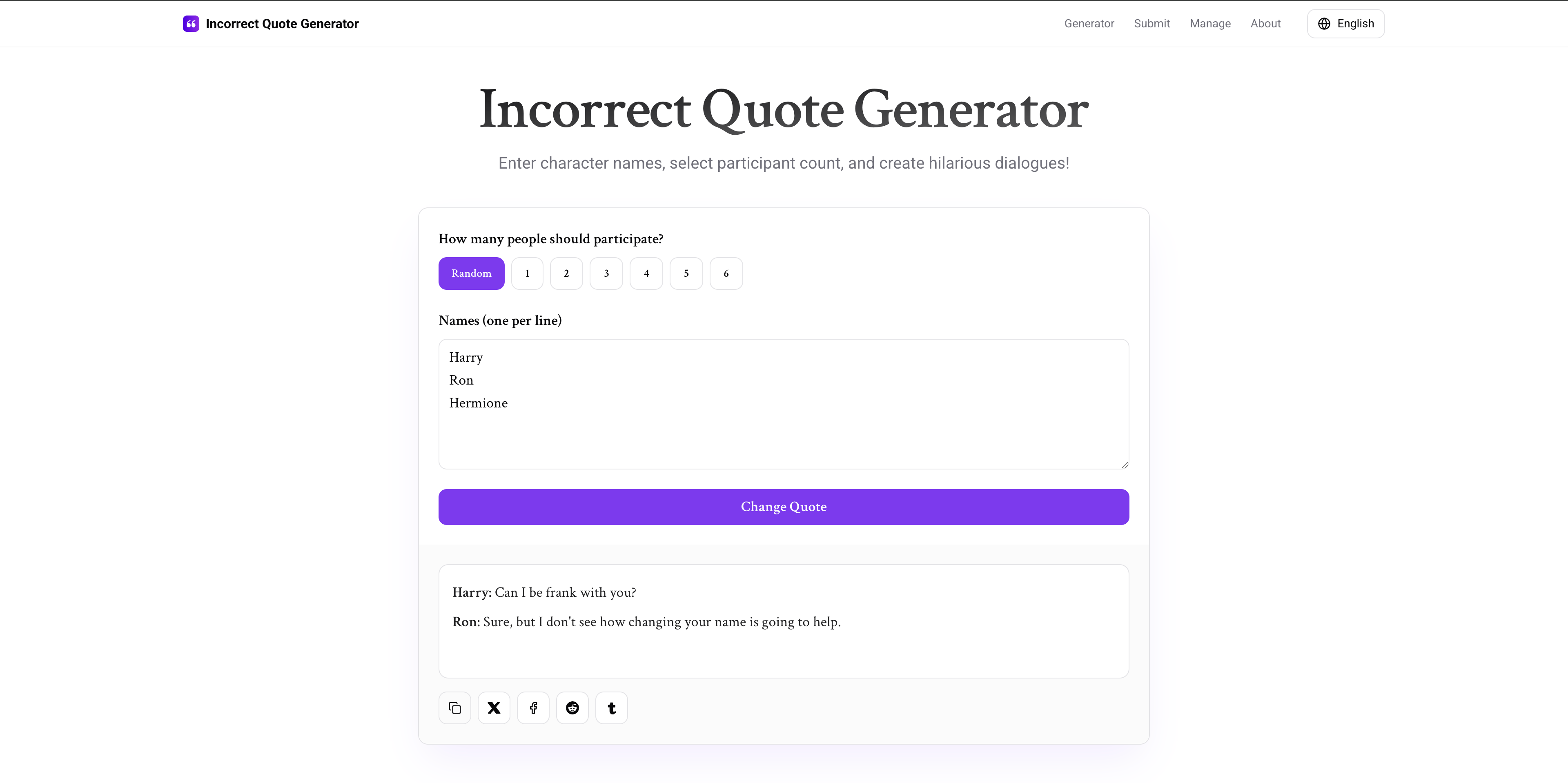 Incorrect Quote Generator screenshot 1