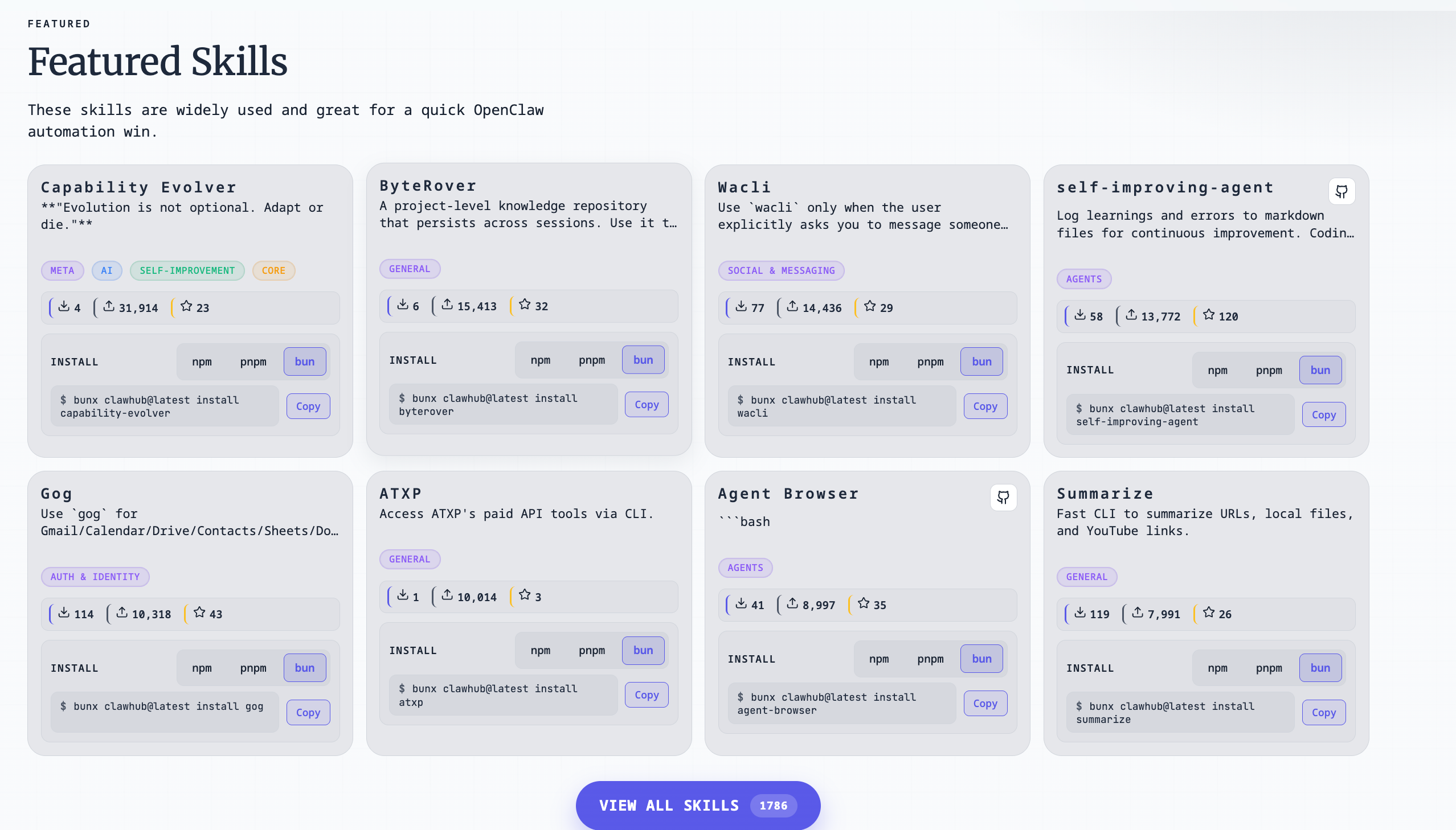 OpenClaw Hub screenshot 2