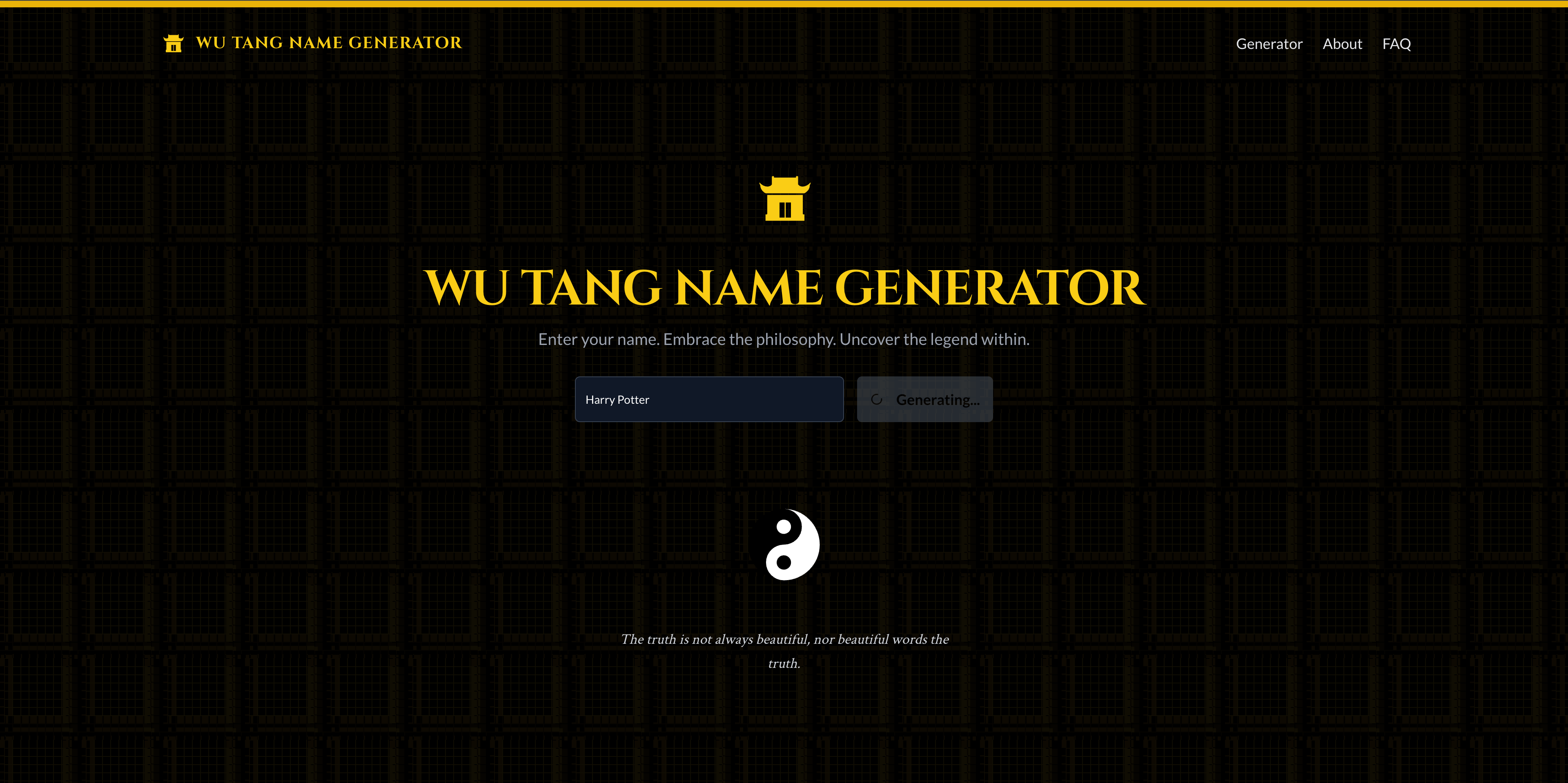 Wu-Tang Name Generator screenshot 1