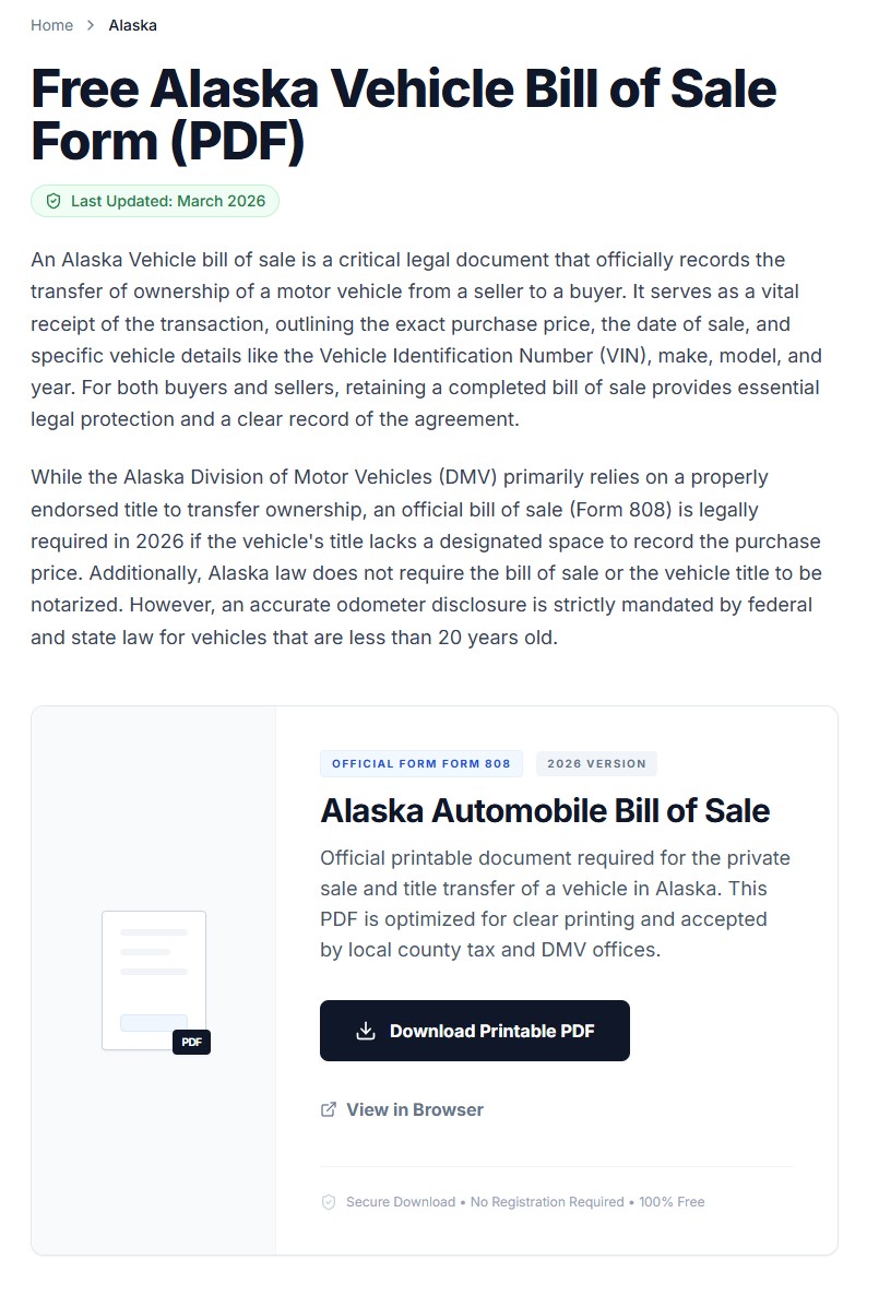 VehicleBillofSale.com screenshot 1