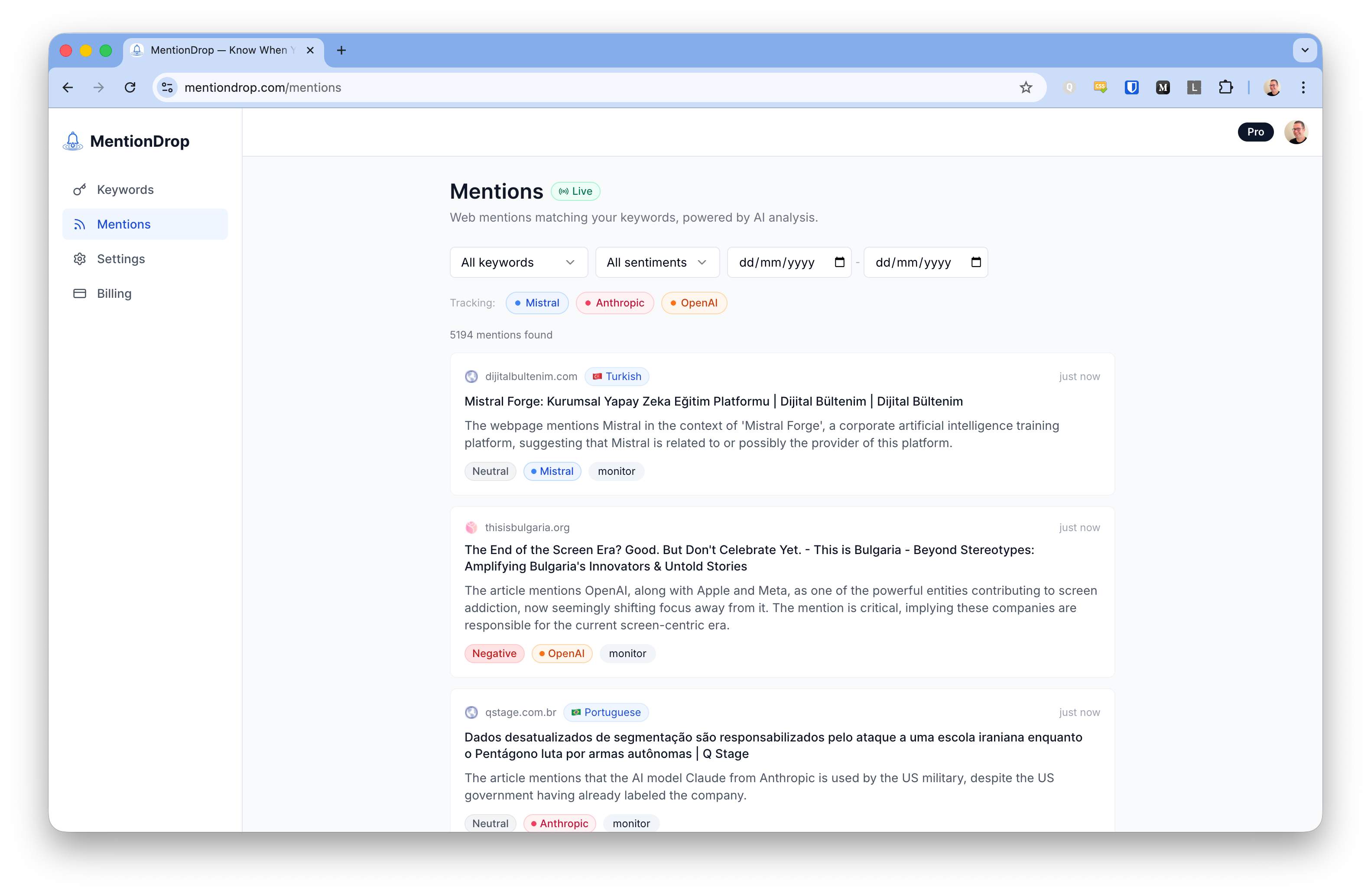 MentionDrop screenshot 1