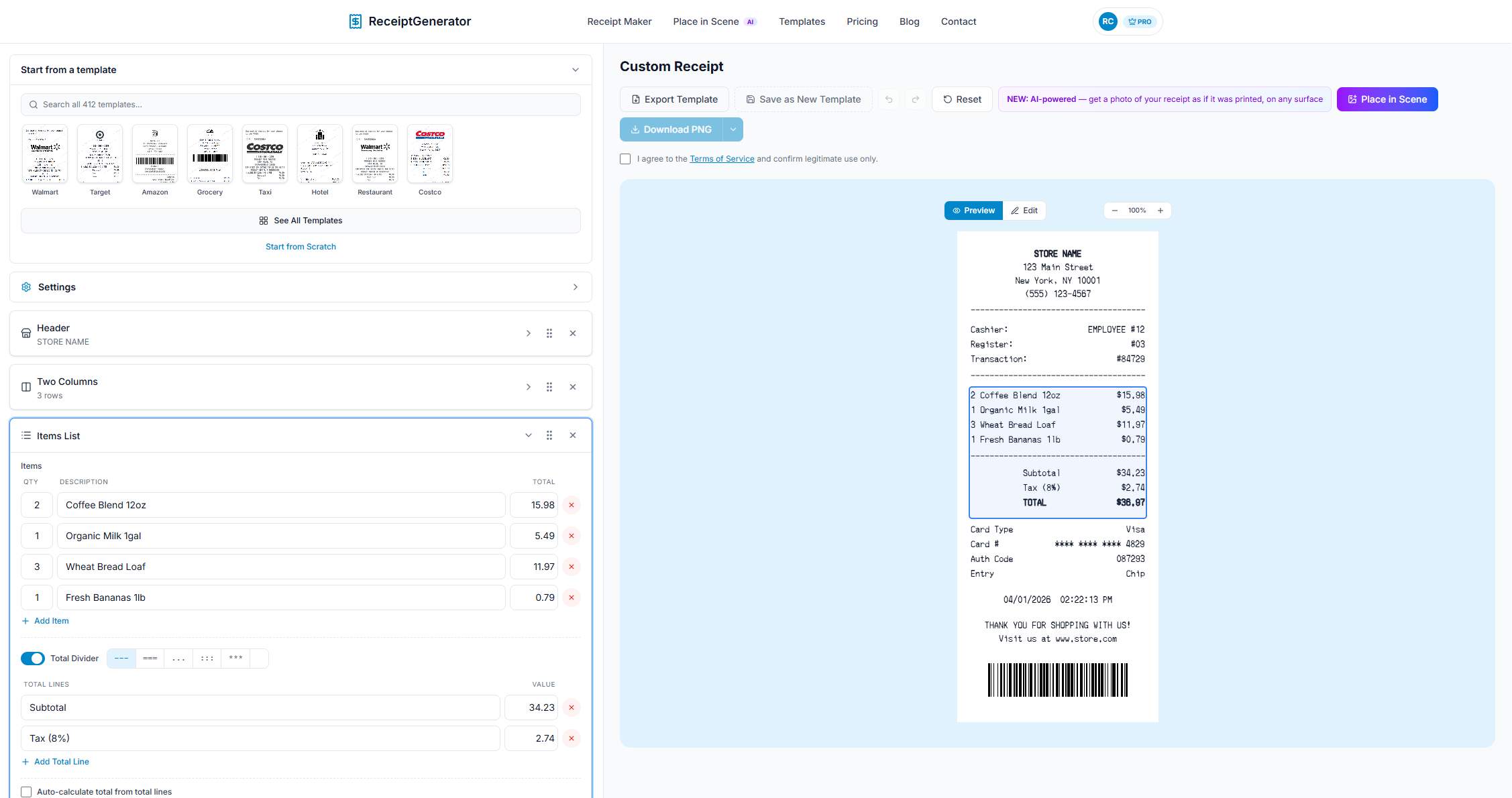 Receipt Generator screenshot 1