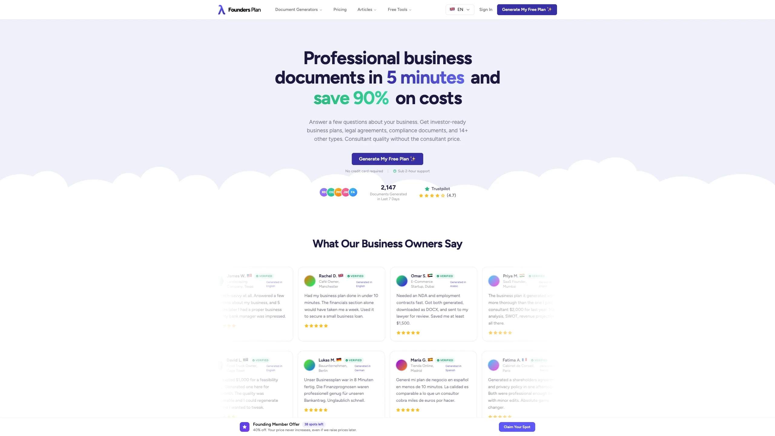 FoundersPlan screenshot 1