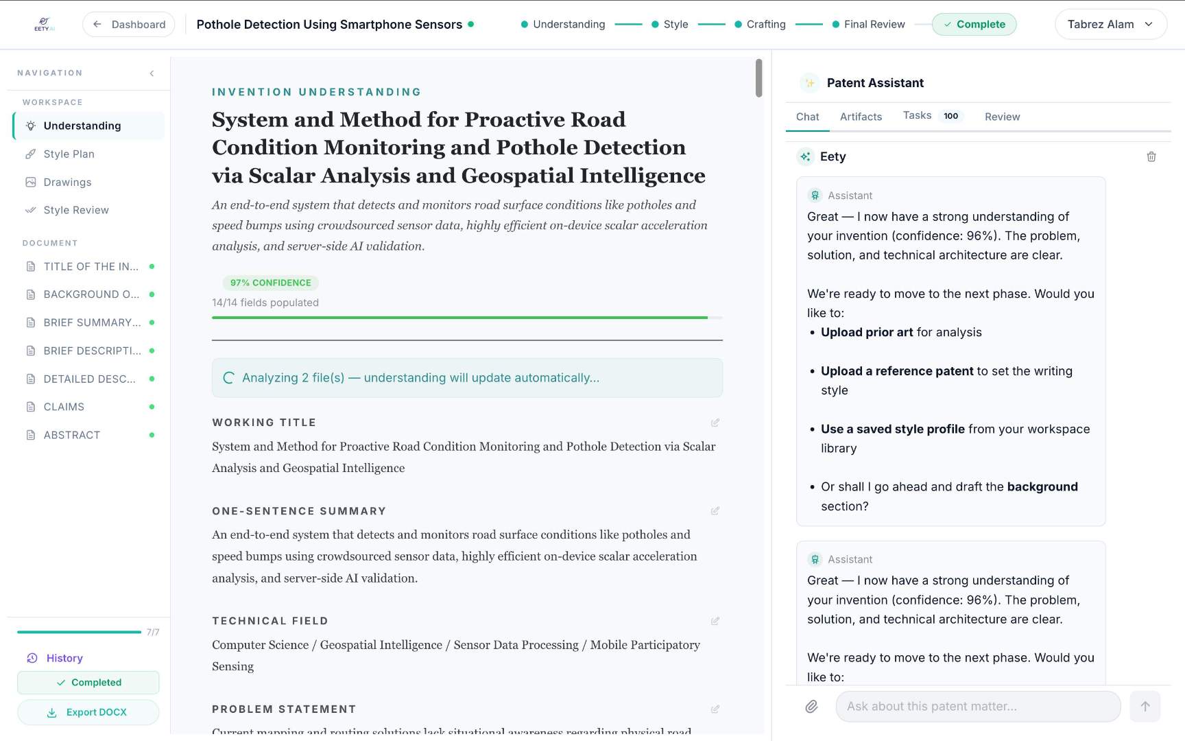 Eety AI - An AI Assistant for Patent Drafting screenshot 1
