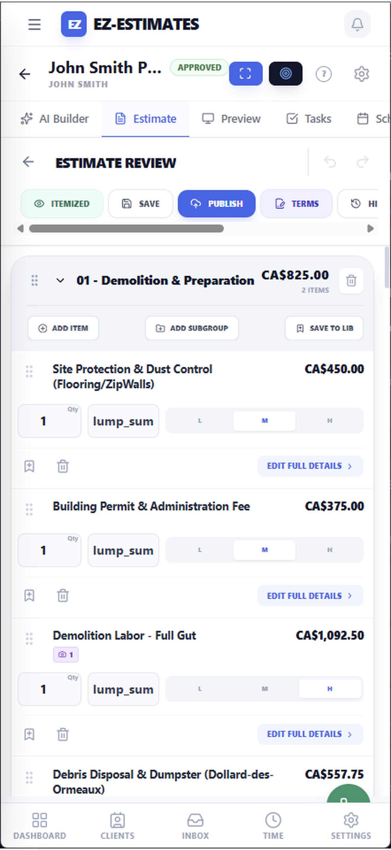EZ-Estimates screenshot 1