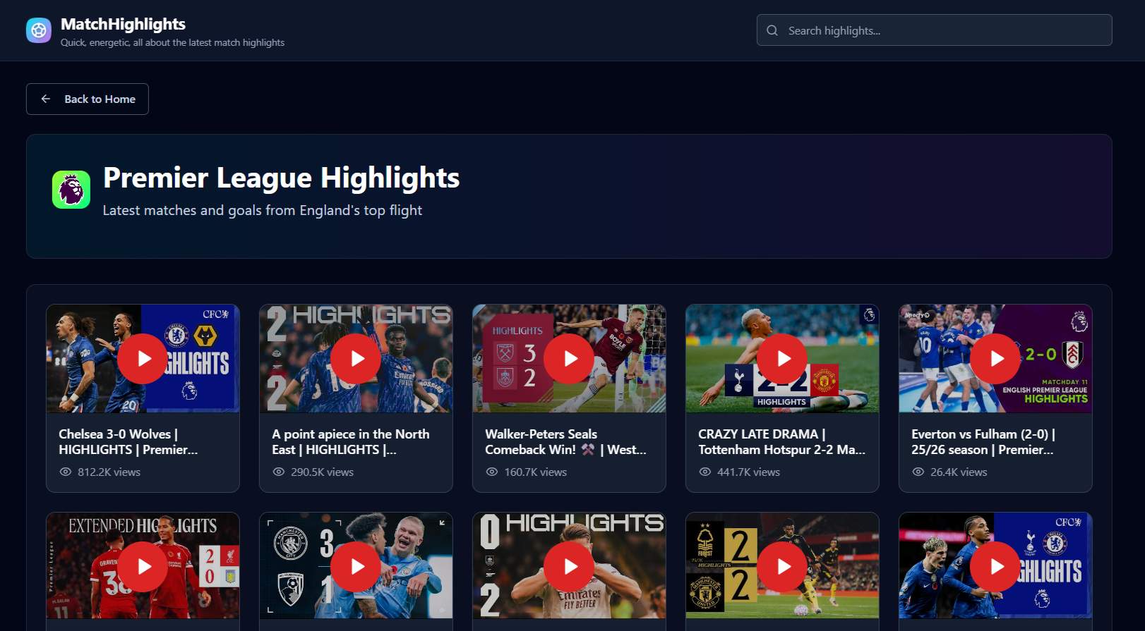 MatchHighlights screenshot 1