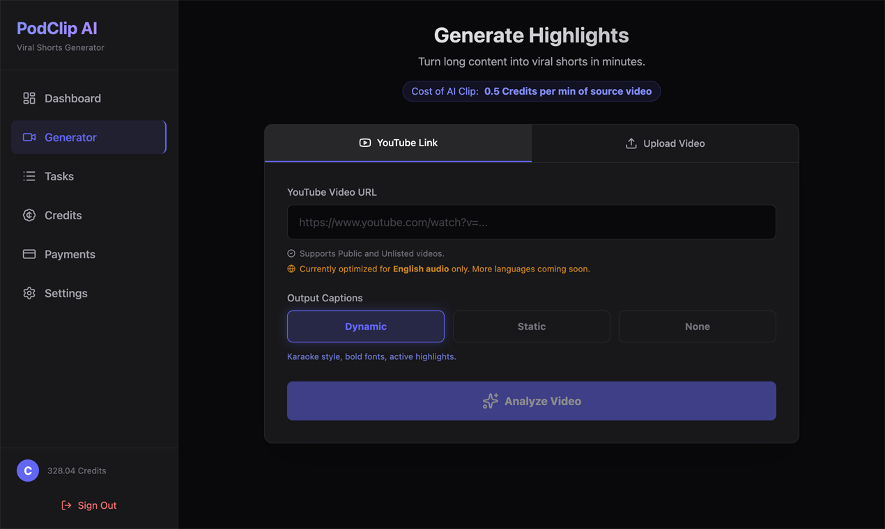 PodClip AI - YouTube Podcasts to Viral Shorts screenshot 1