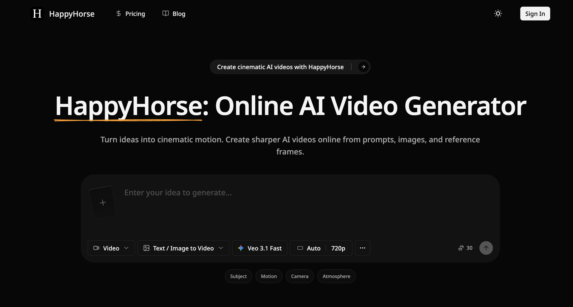 HappyHorse Online AI Video Generator screenshot 1