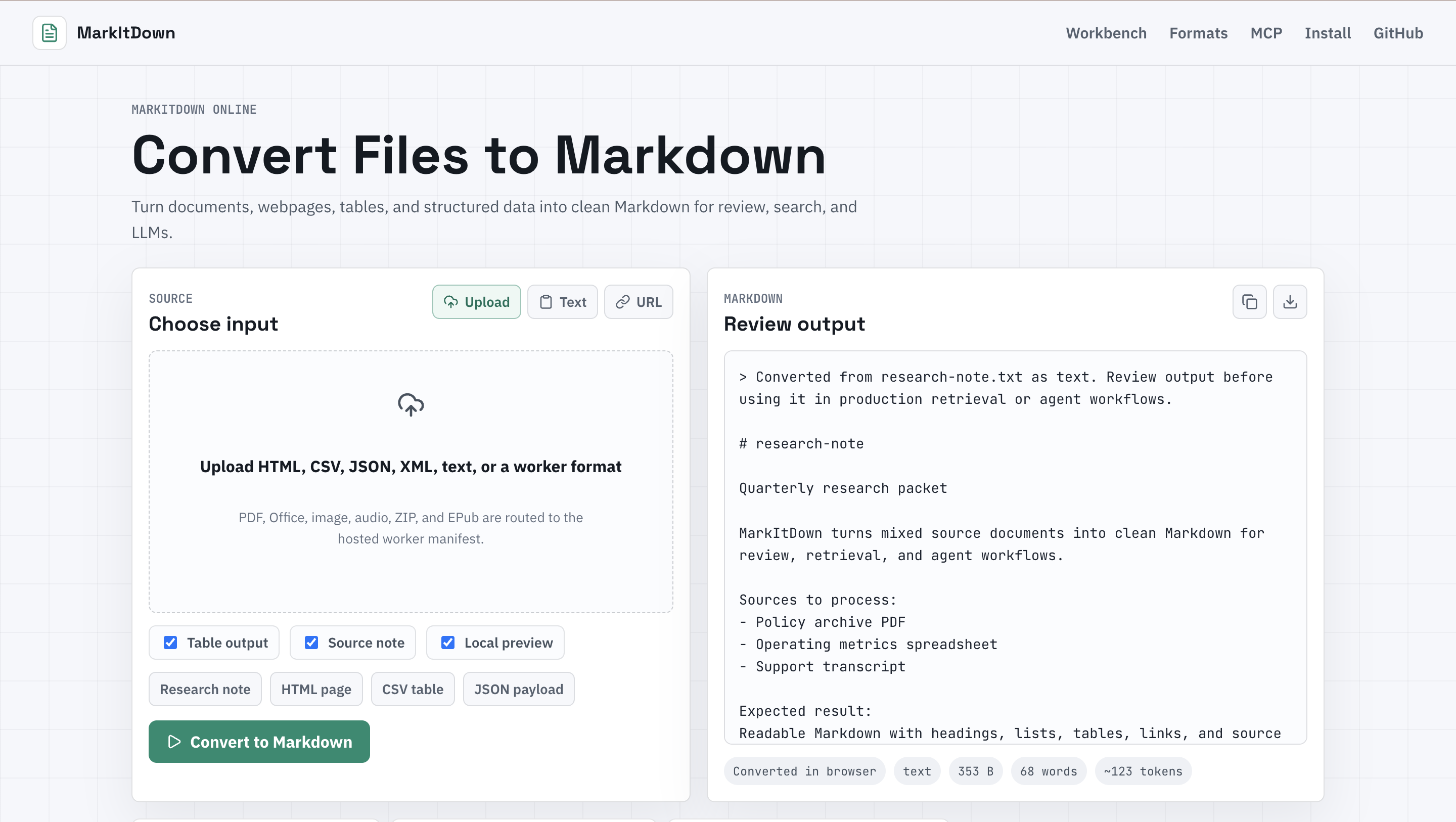 MarkItDown screenshot 1