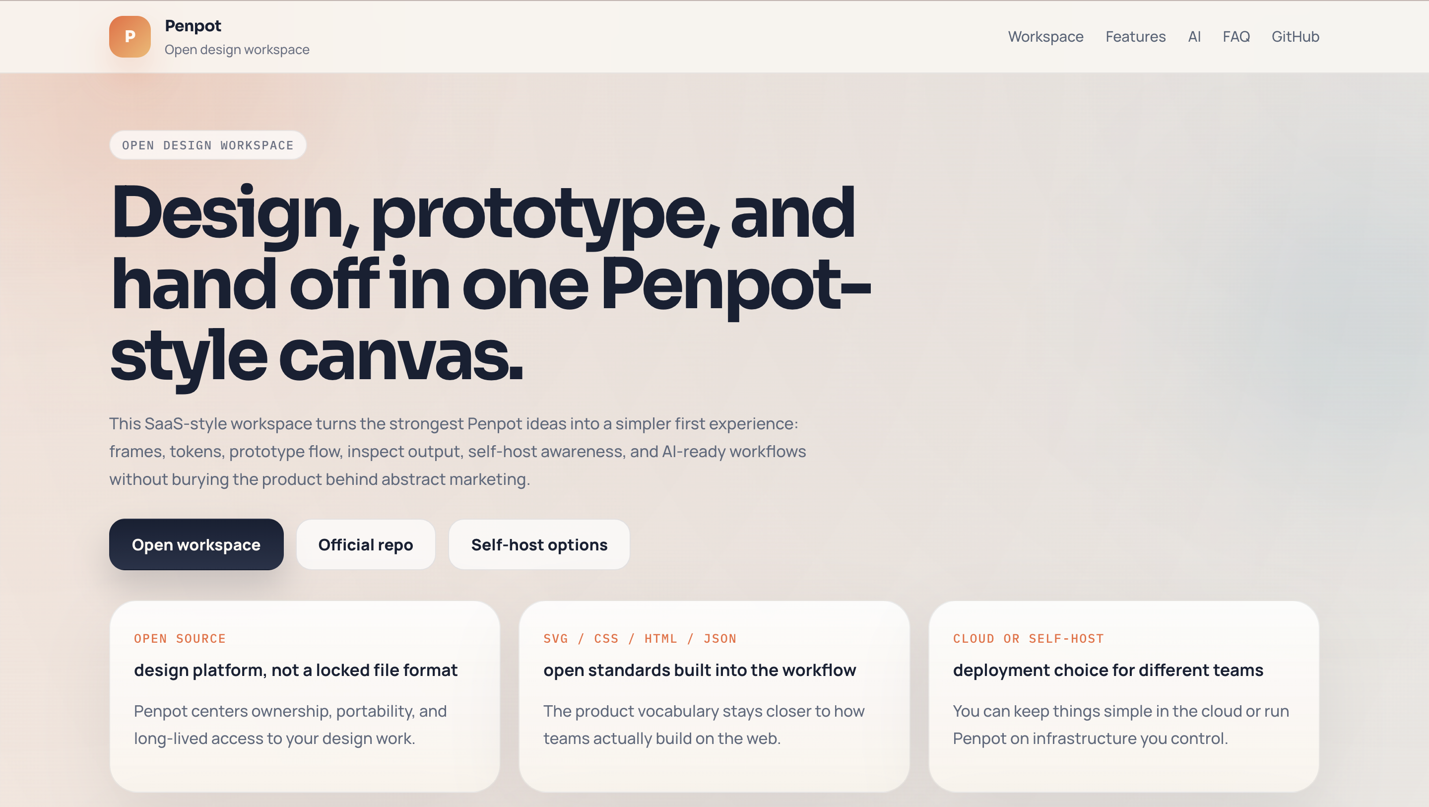 Penpot Open design workspace screenshot 1