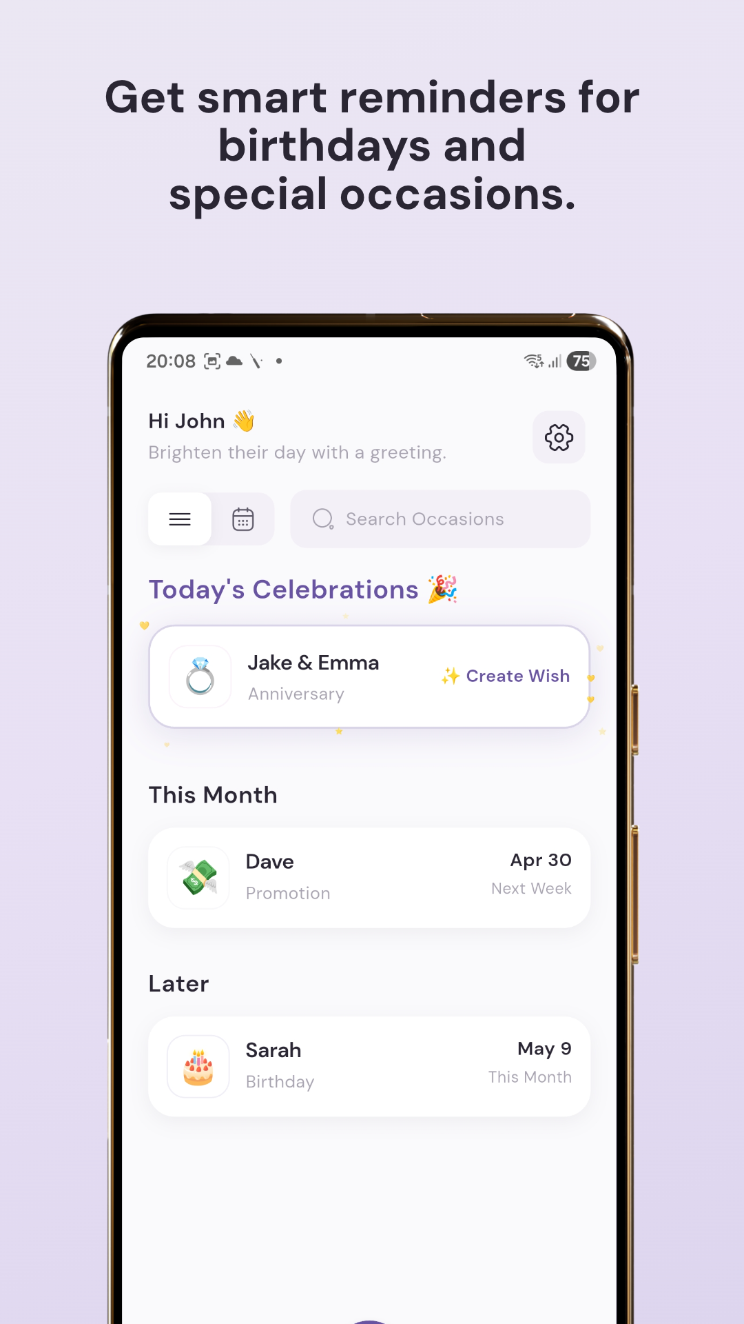 WishDay: AI Birthday Reminder & Calendar App screenshot 2