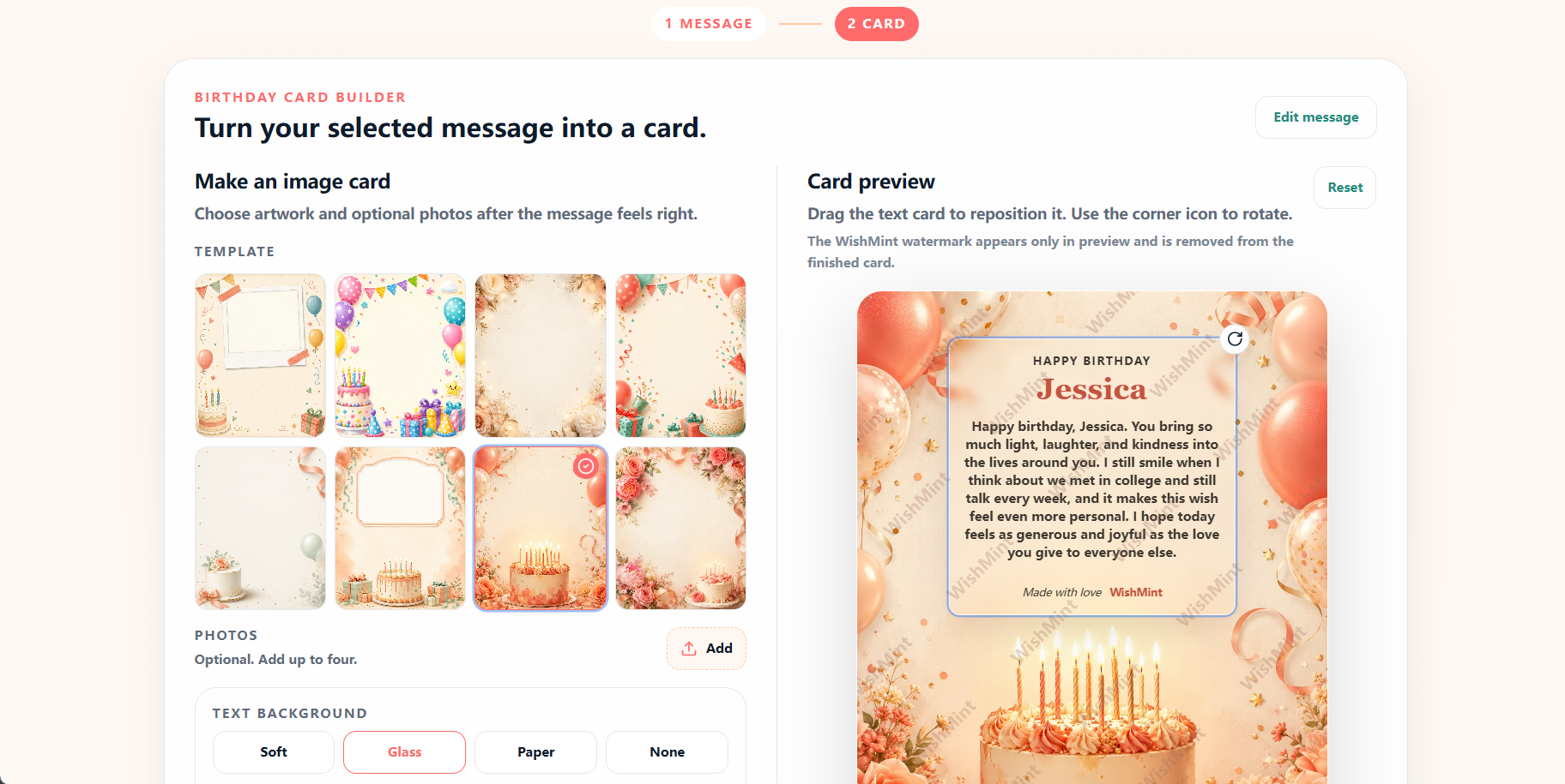 WishMint - AI Birthday Card Maker screenshot 1