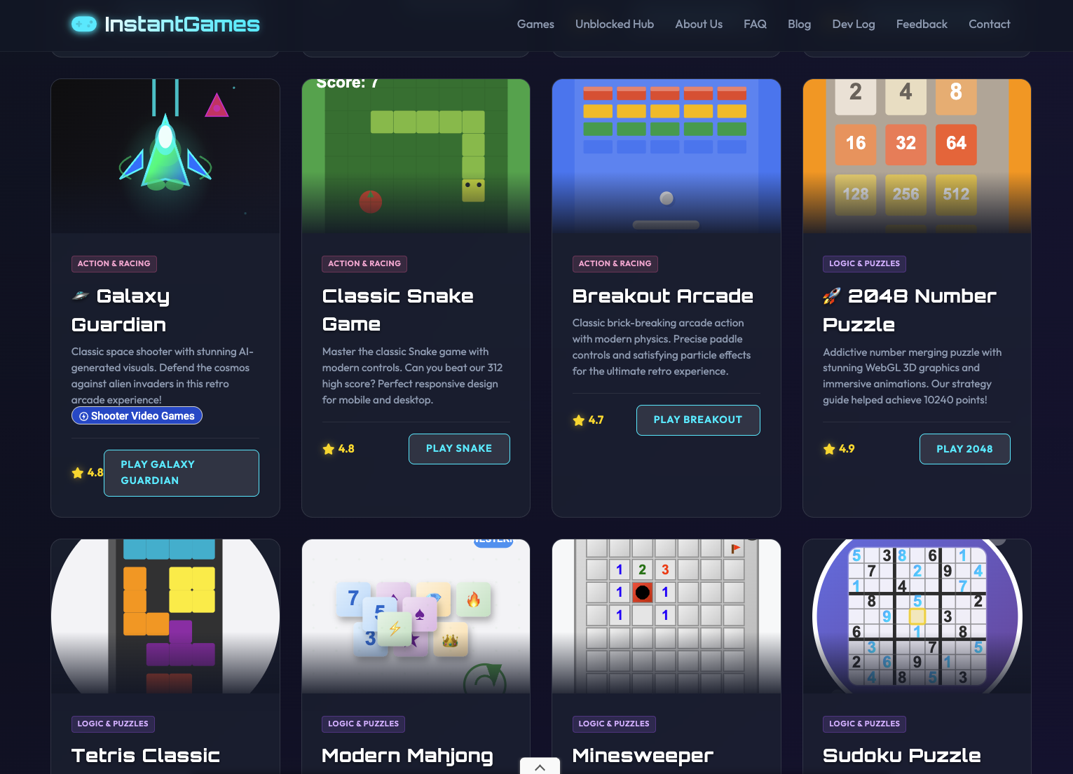 InstantGames.top – Free Browser Games screenshot 1