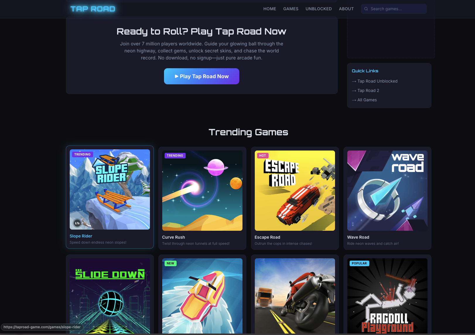 Taproad Games – Casual Browser Game Studio screenshot 1
