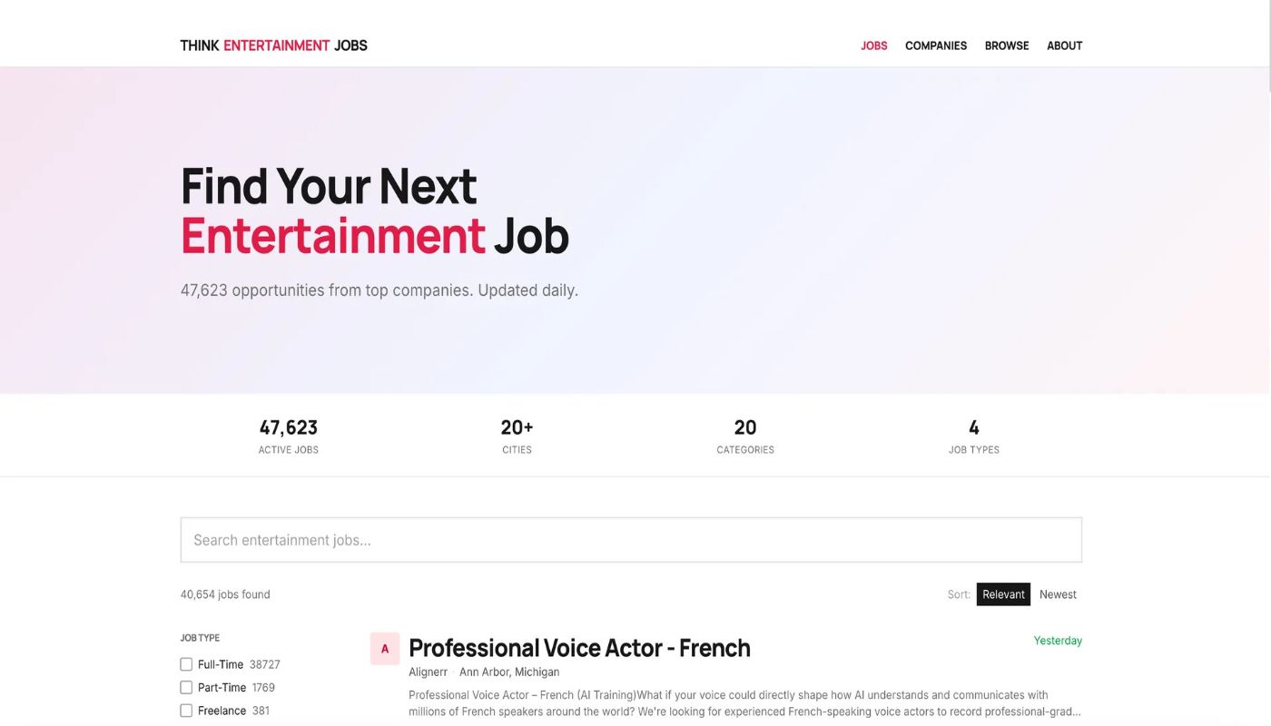 Entertainment Jobs screenshot 1