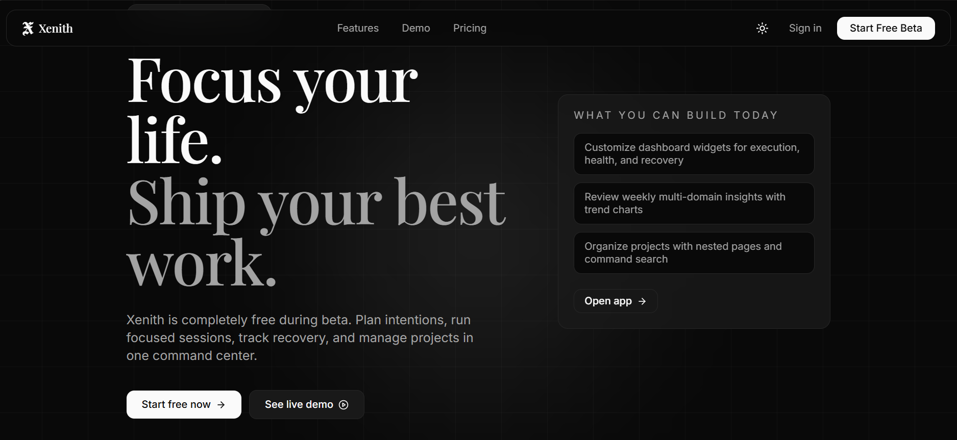 Xenith screenshot 1
