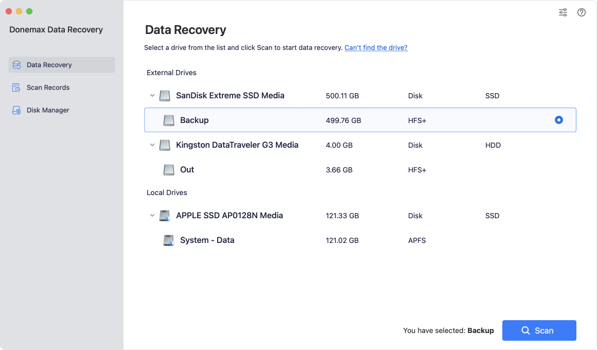 Donemax Data Recovery for Mac screenshot 1