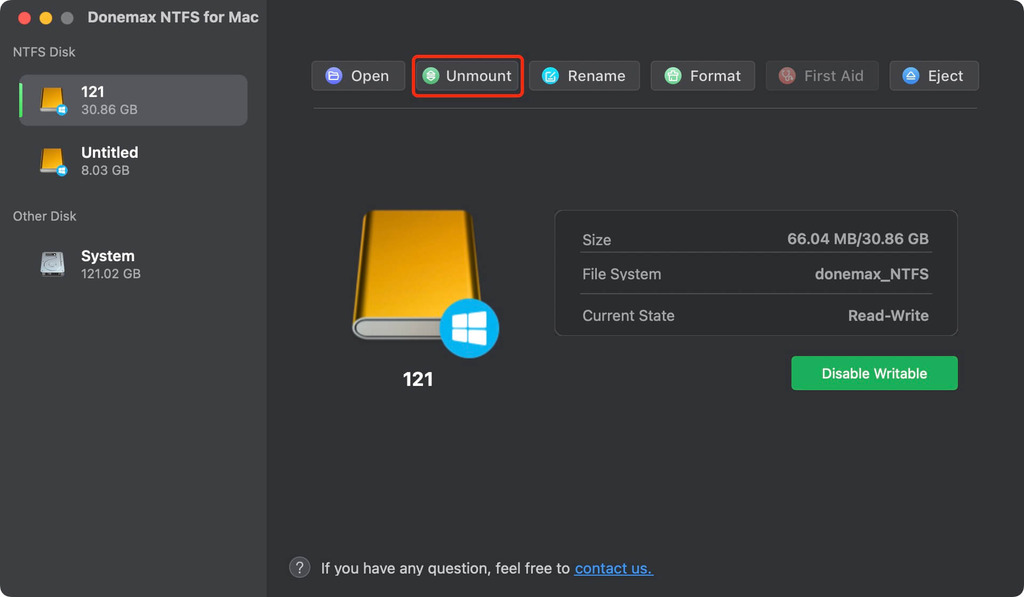 Donemax NTFS for Mac screenshot 1