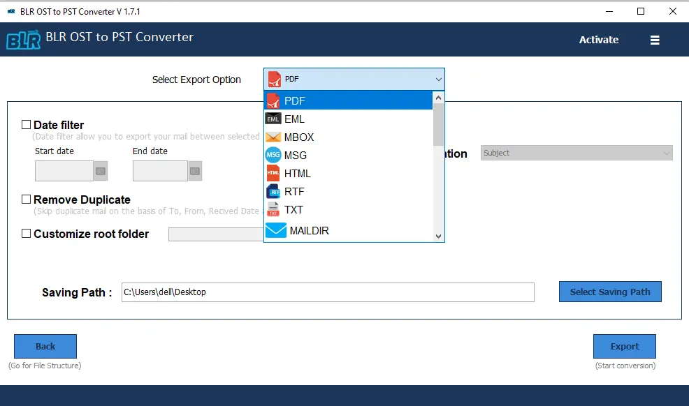 BLR OST to PST Converter Tool screenshot 1