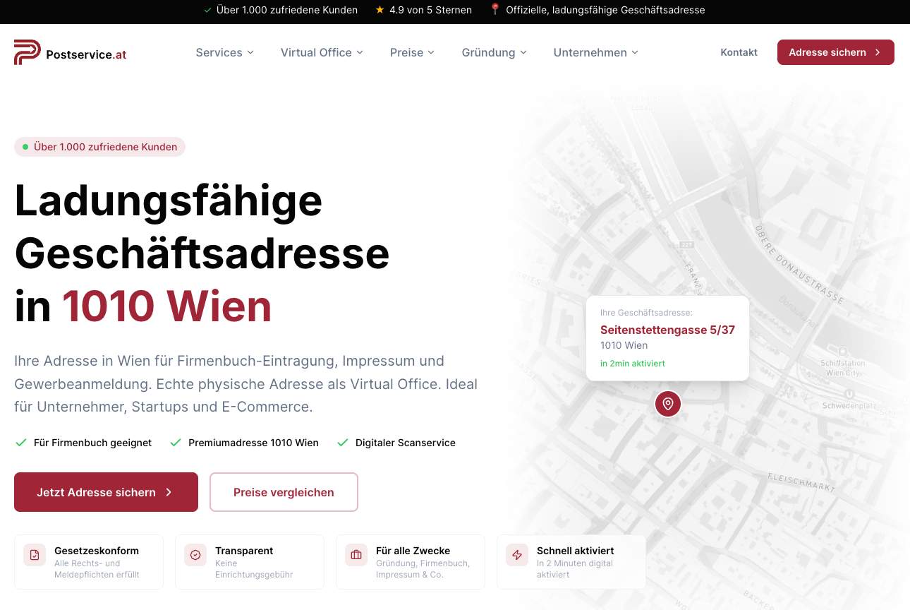 Postservice.at screenshot 2