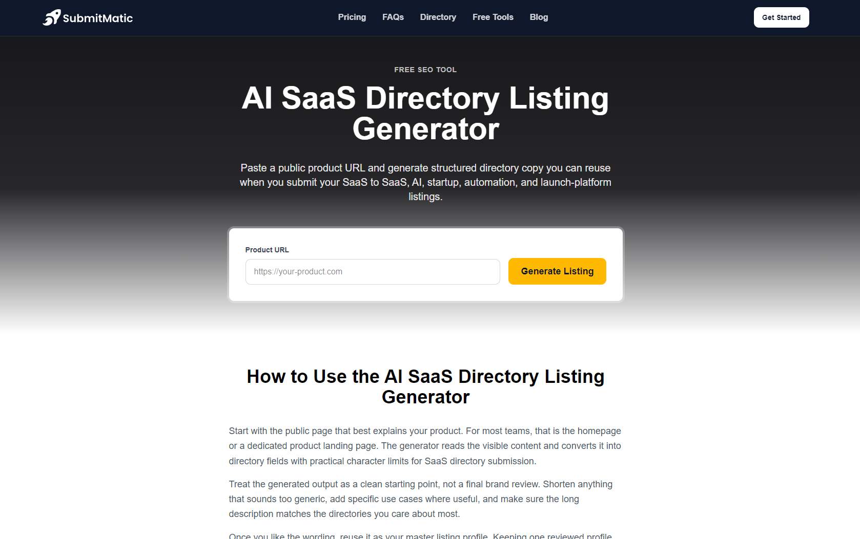 AI SaaS Directory Listing Generator screenshot 2