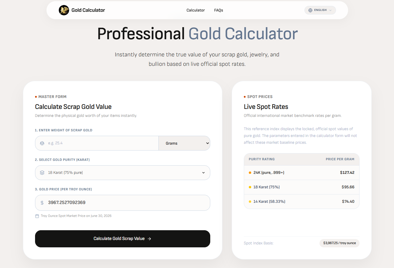 Gold Calculator screenshot 1