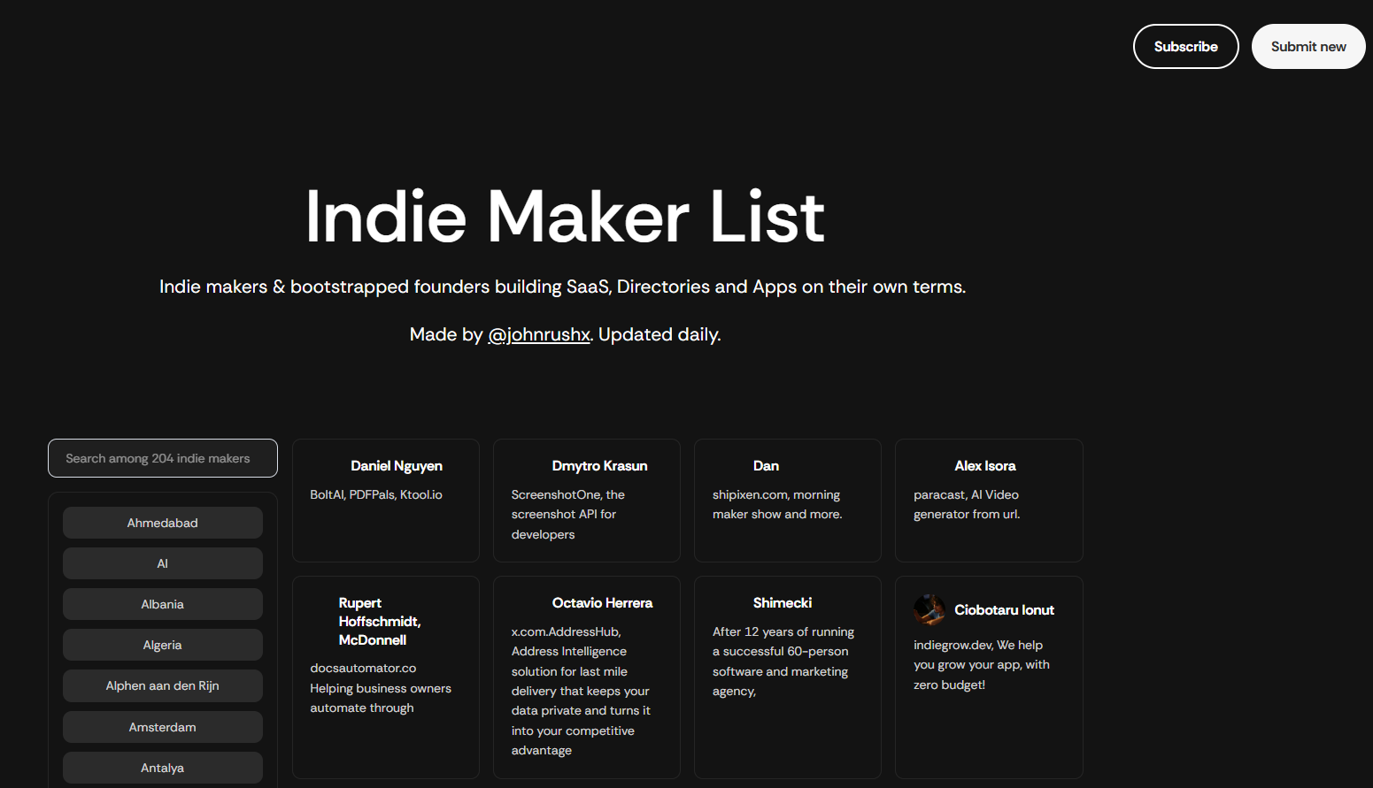 Indie Maker List screenshot 1