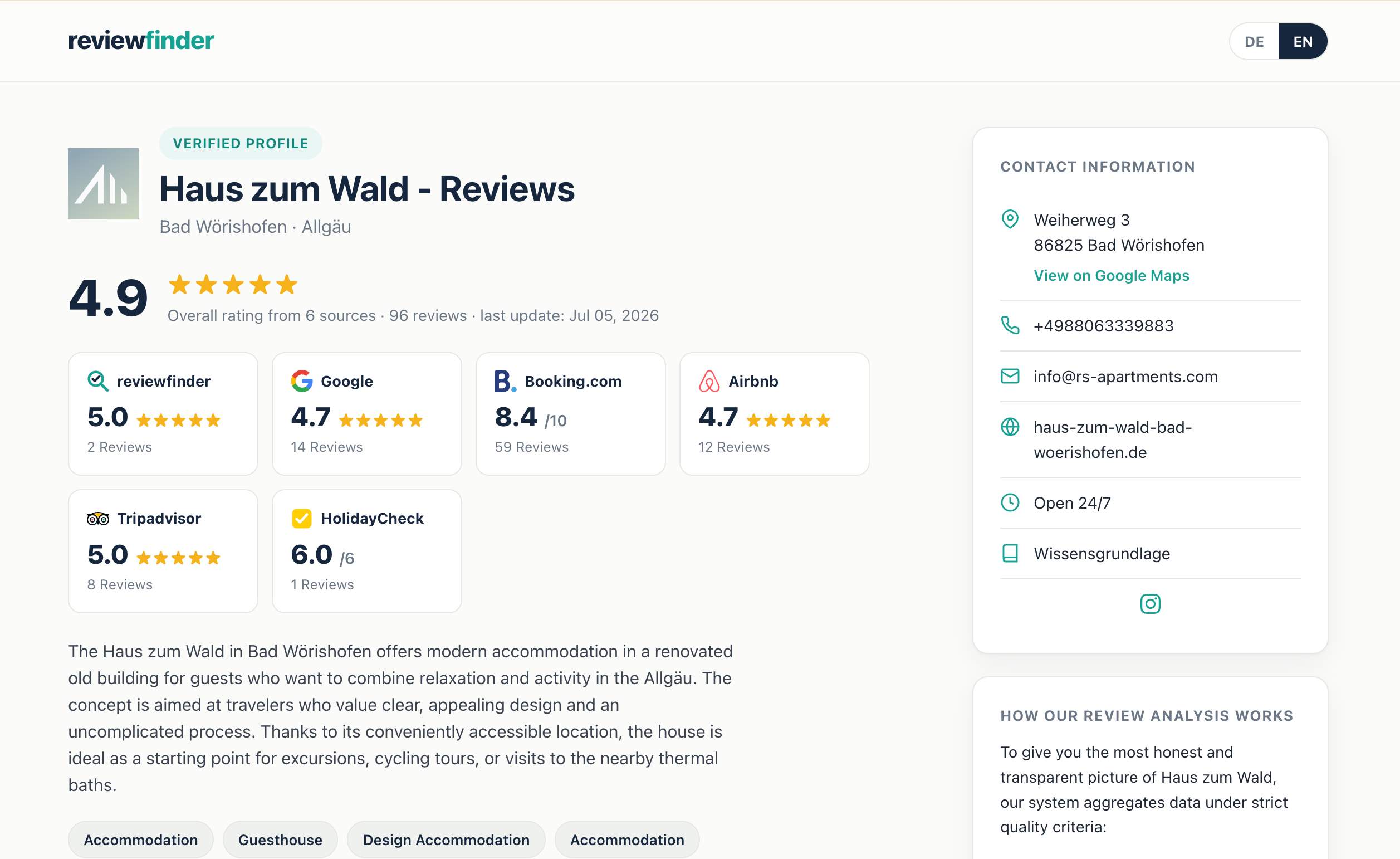 reviewfinder screenshot 2