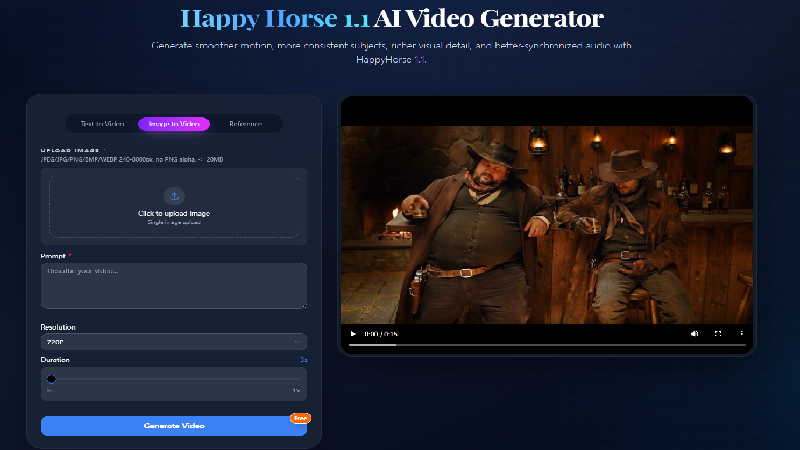 Happy Horse 1.1 AI Video Generator screenshot 1