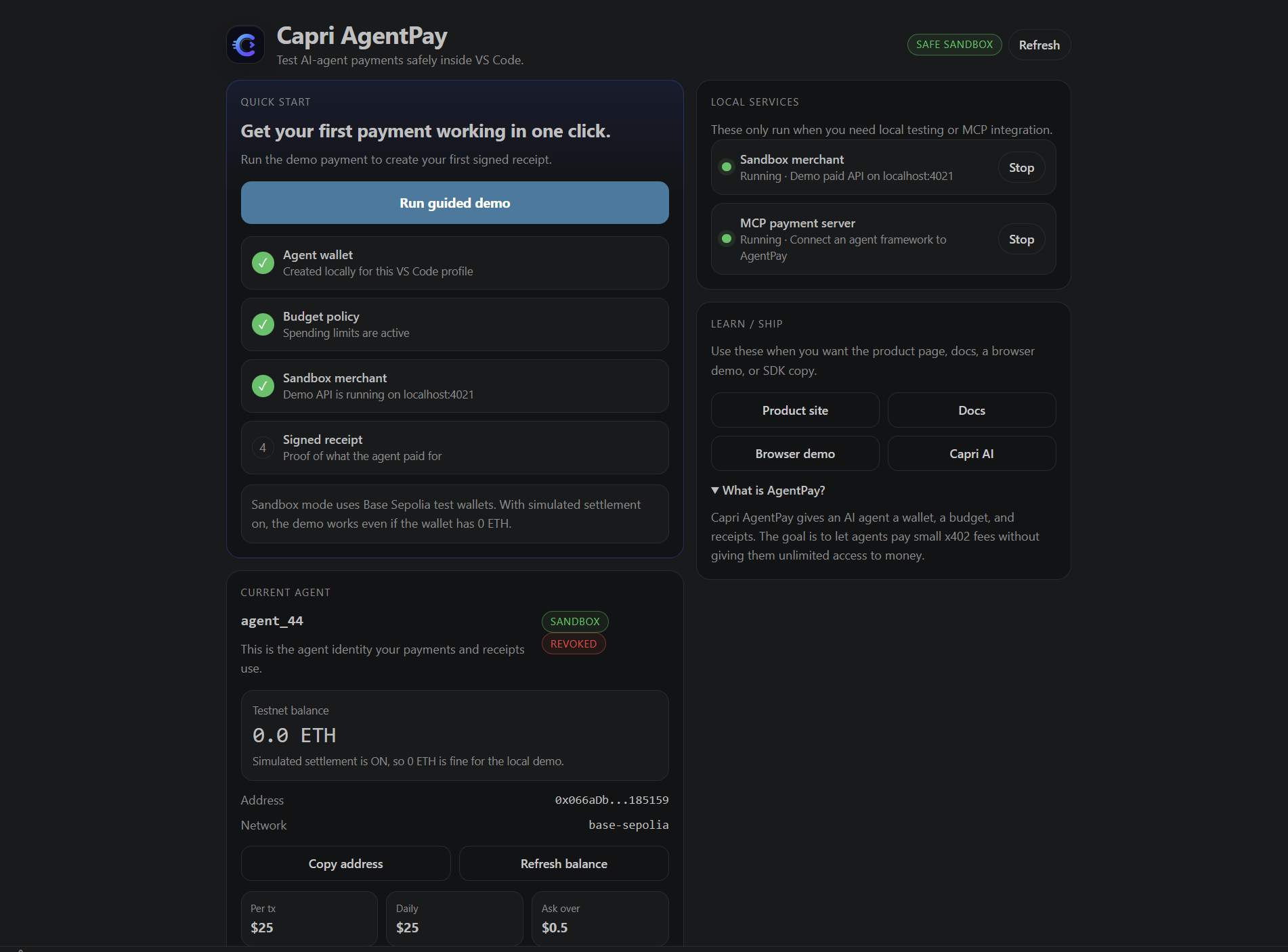 Capri Ai Agentpay screenshot 2