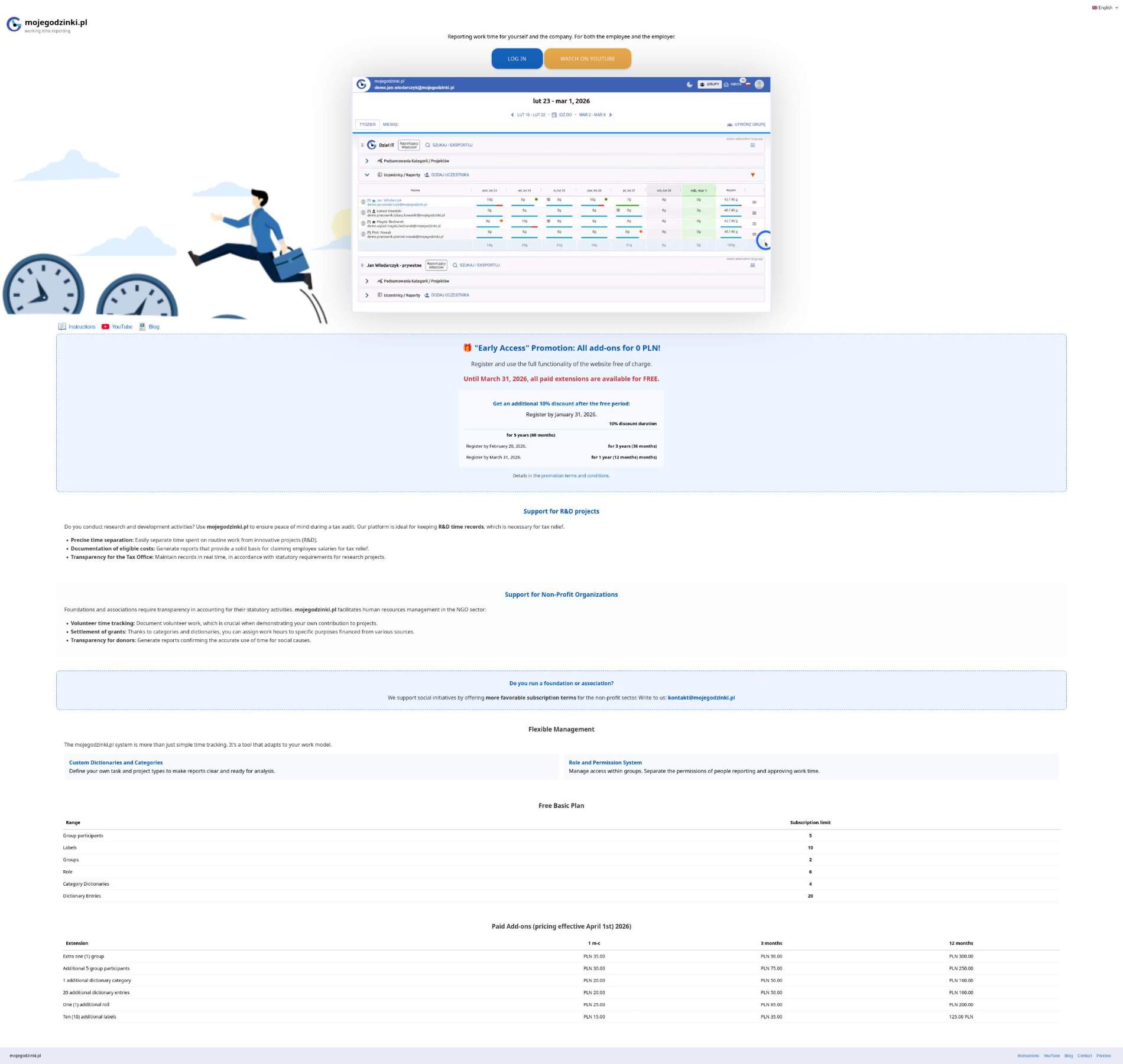 mojegodzinki.pl screenshot 1