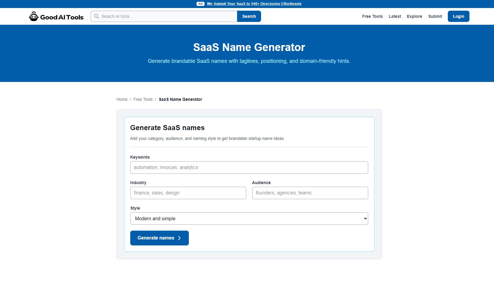 SaaS Name Generator screenshot 2