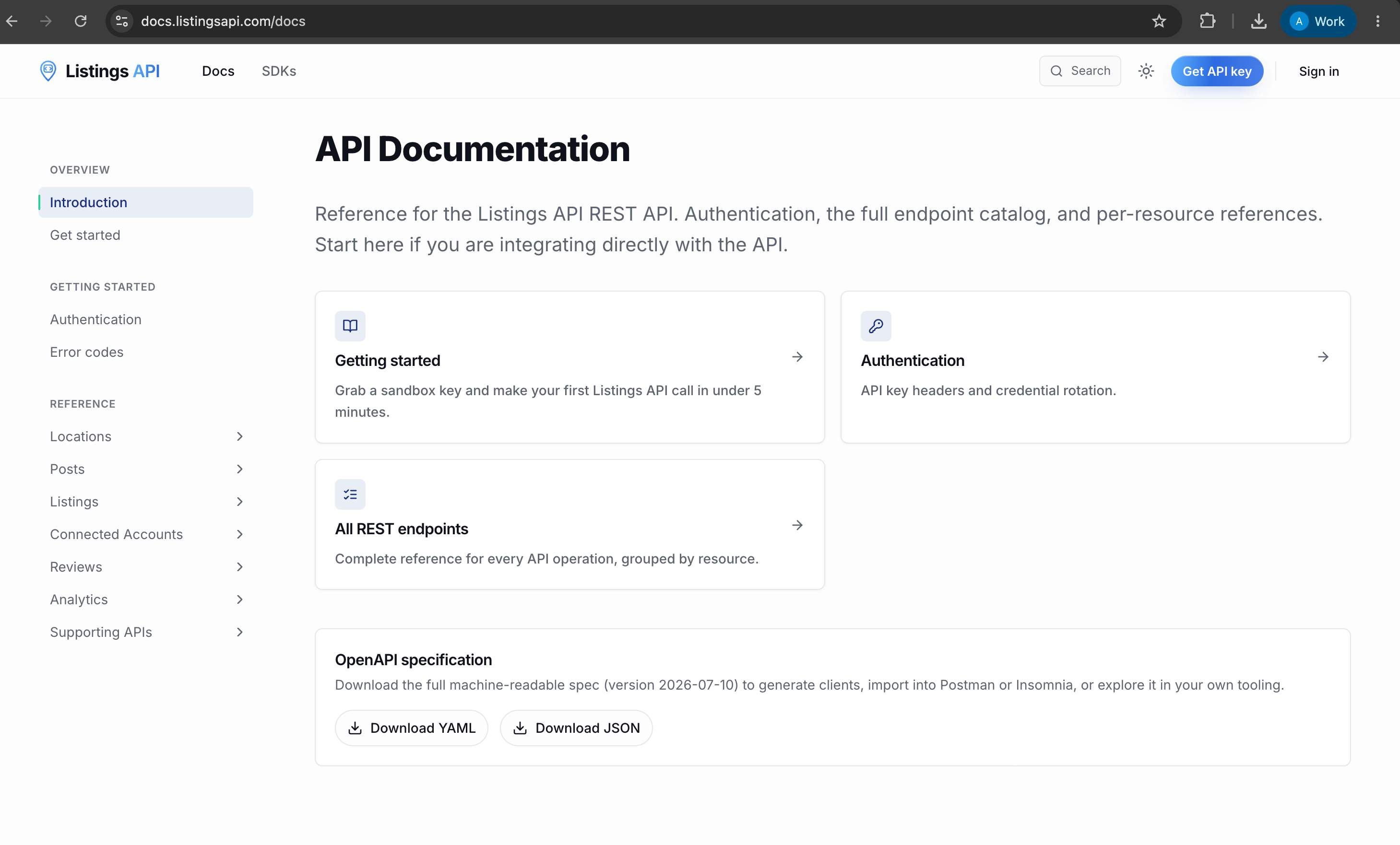 Listings API screenshot 3