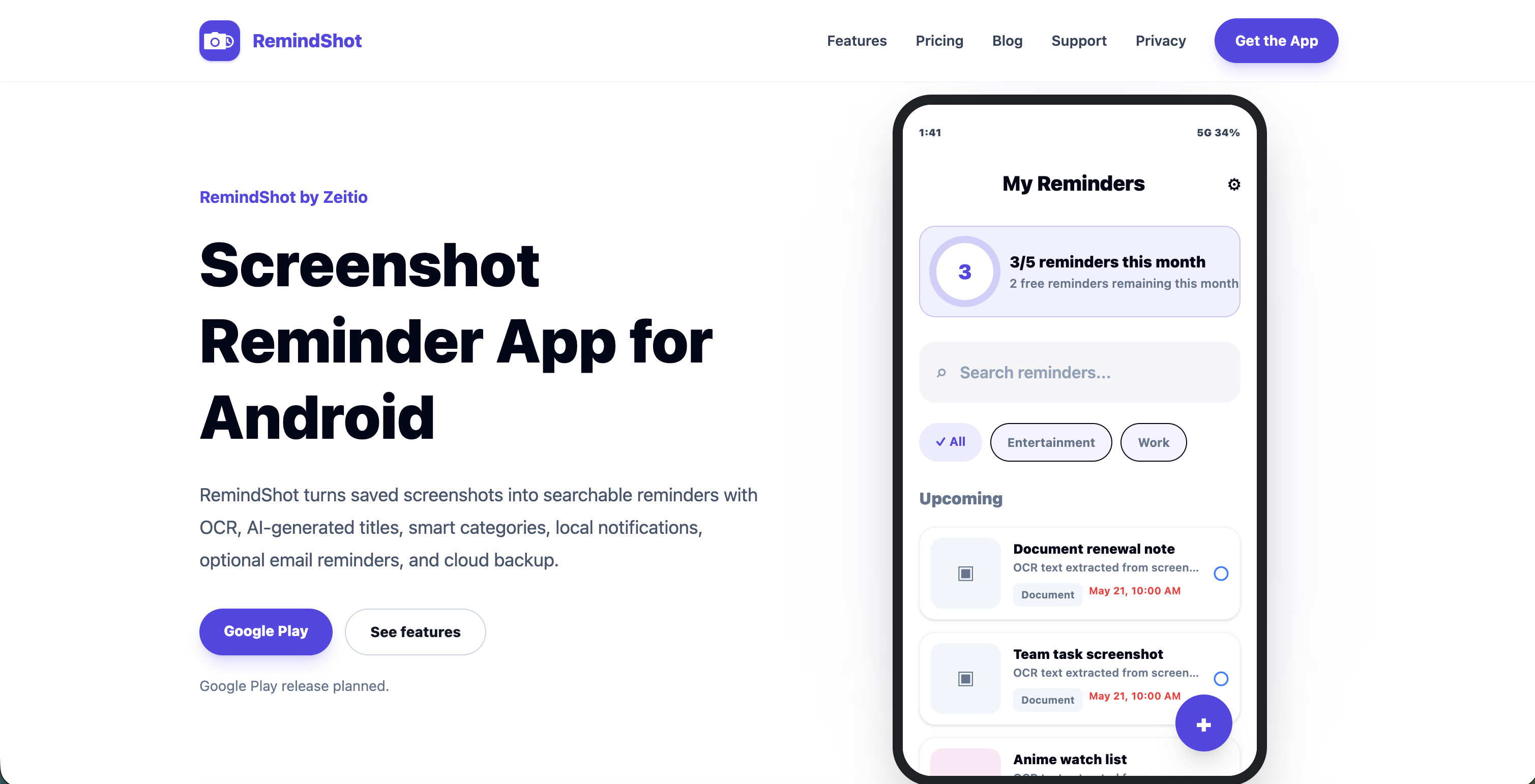 RemindShot screenshot 2