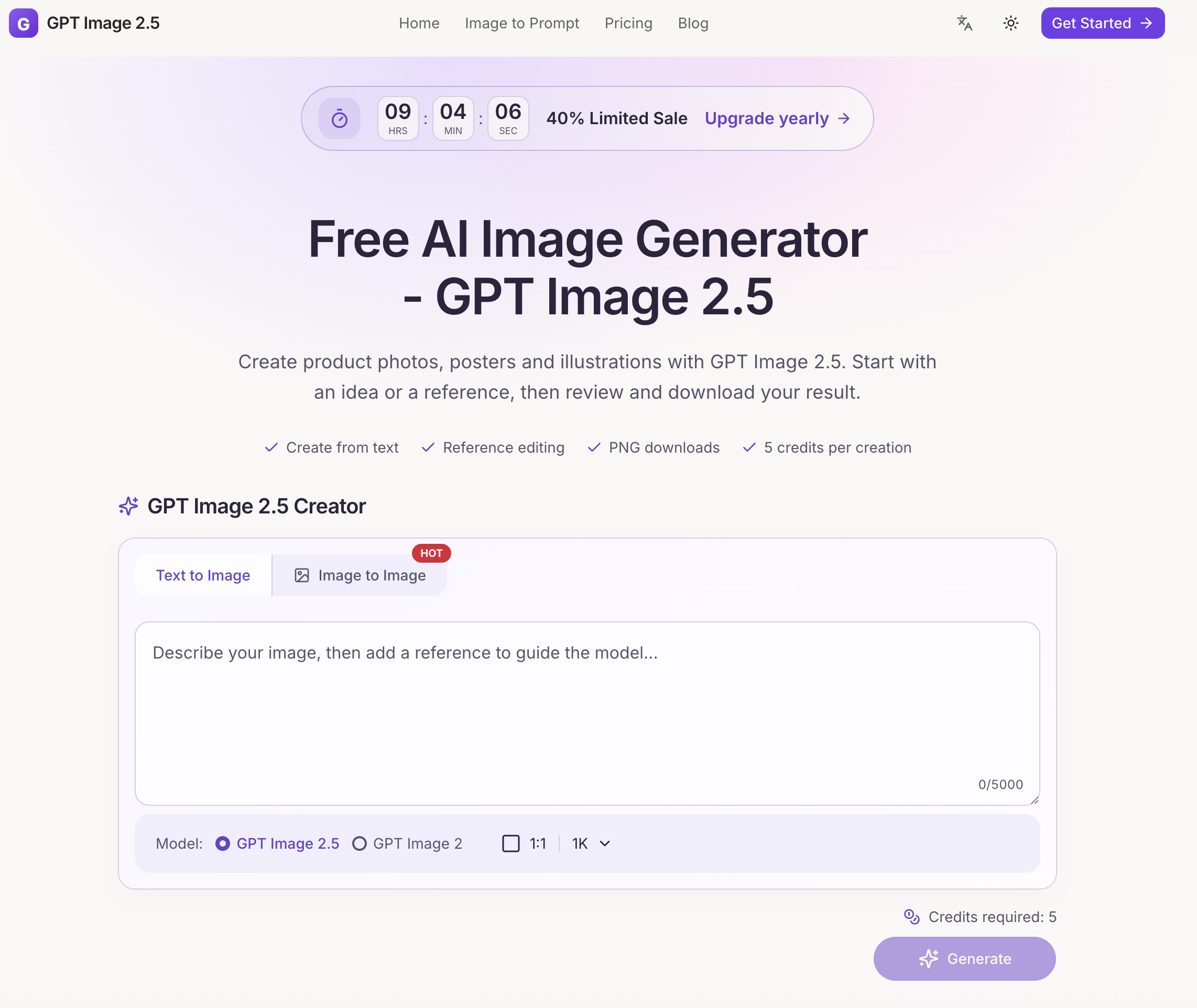 Free AI Image Generator - GPT Image 2.5 screenshot 1