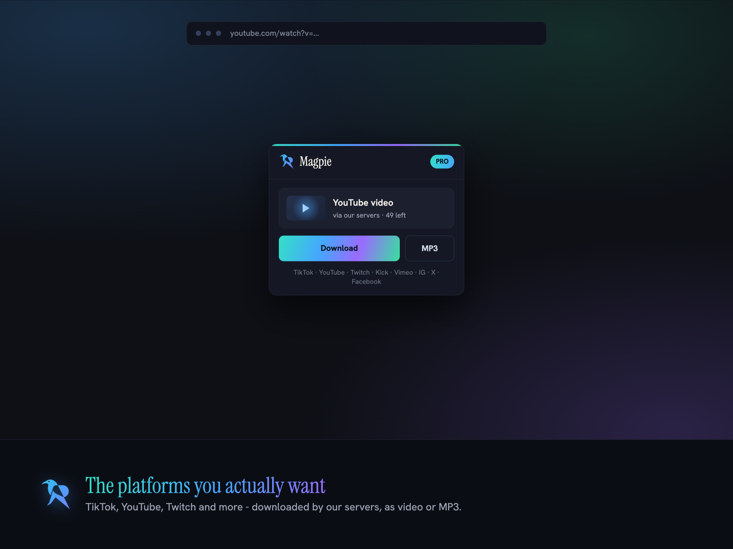 Magpie - Firefox download video and audio from the web screenshot 3