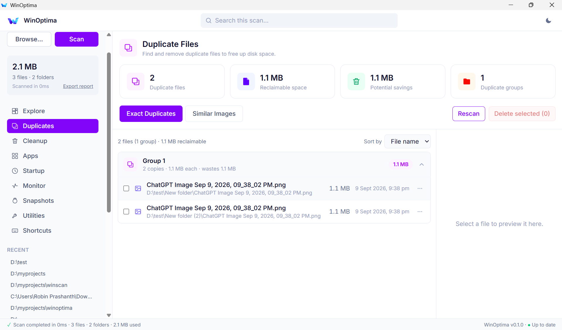WinOptima screenshot 1