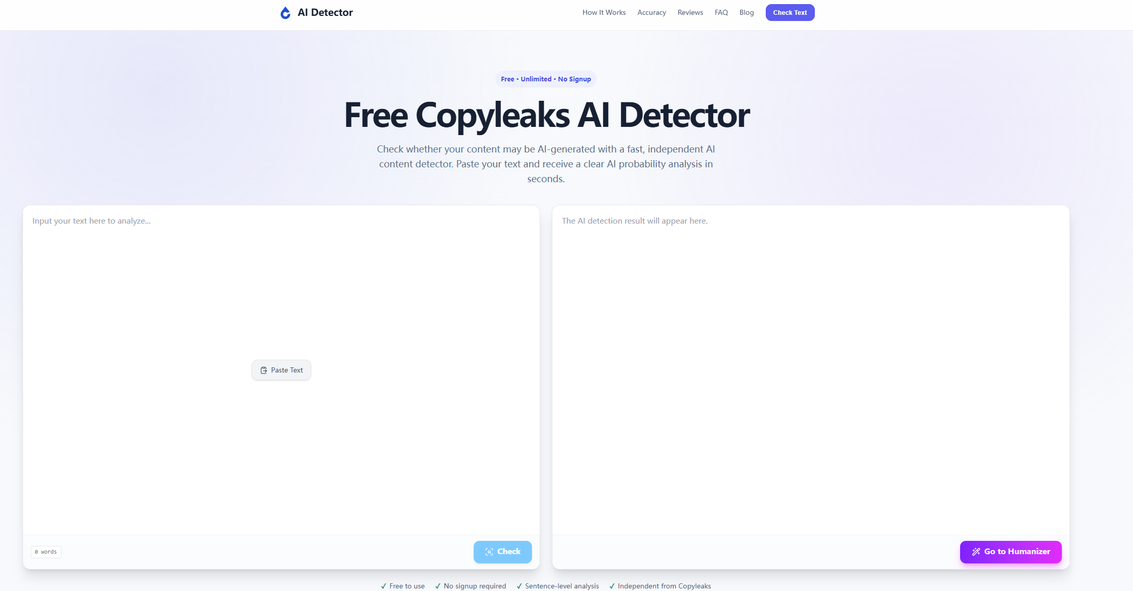 Free Copyleaks AI Detector screenshot 1